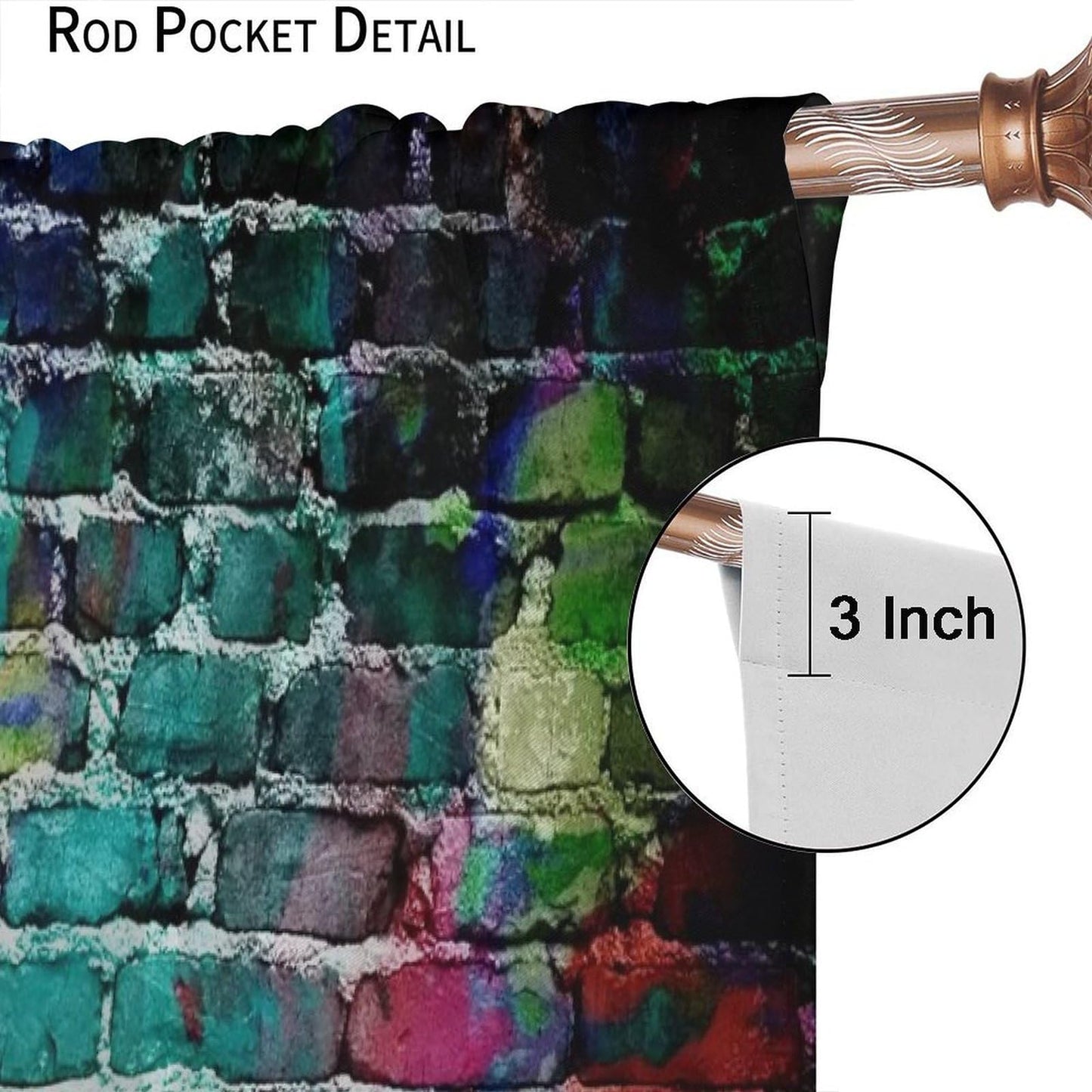 ICMOLYYENLO Vintage Red Brown Brick Wall Curtains, Vintage Stone Brick Rock Country Farmhouse Geometric Pattern Curtains for Living Room Bedroom Blackout Curtains 42x44 Inches