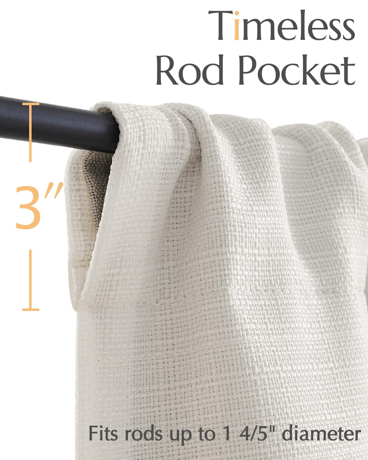 jinchan Faux Linen Valance Kitchen Curtain Light Filter Double Layer 18in