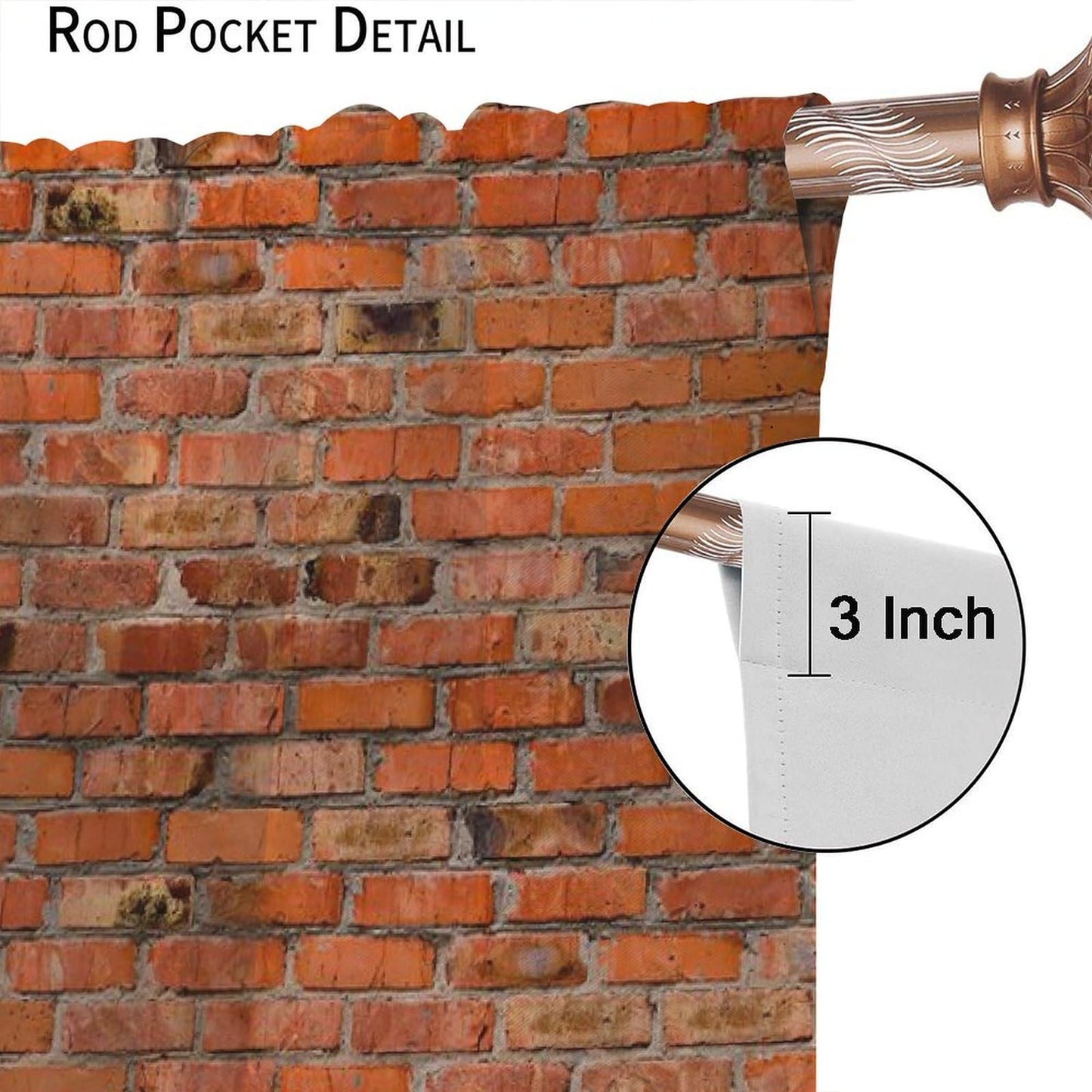 ICMOLYYENLO Vintage Red Brown Brick Wall Curtains, Vintage Stone Brick Rock Country Farmhouse Geometric Pattern Curtains for Living Room Bedroom Blackout Curtains 42x44 Inches