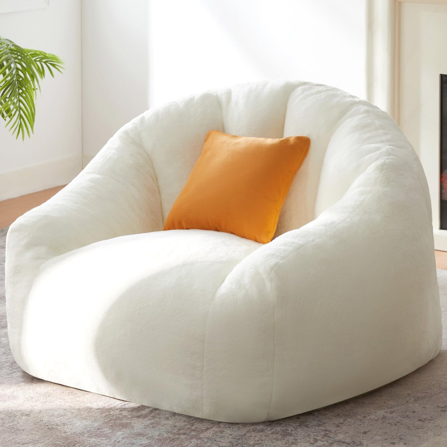 HUGHEAVEN Max Giant Bean Bag Chair, Oversized Bean Bag Sofa for Adults & Teens, Ultra-Soft Comfy Fluffy Floor Lounge Chair with Armrests, Large Bean Bag Couch for Gaming, Reading & Relaxing
