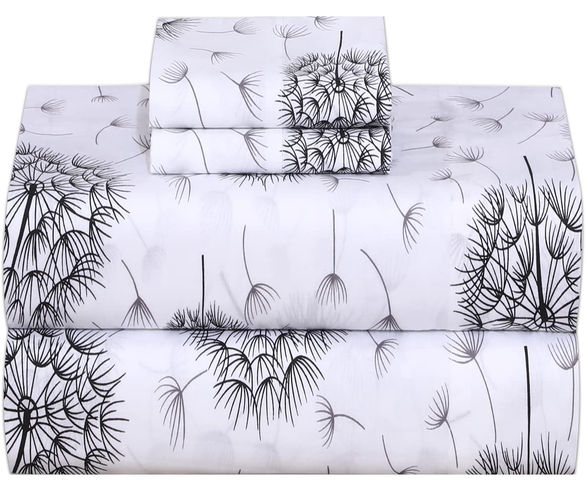 RUVANTI 100% Cotton Percale Sheets Full Size, Dandelion