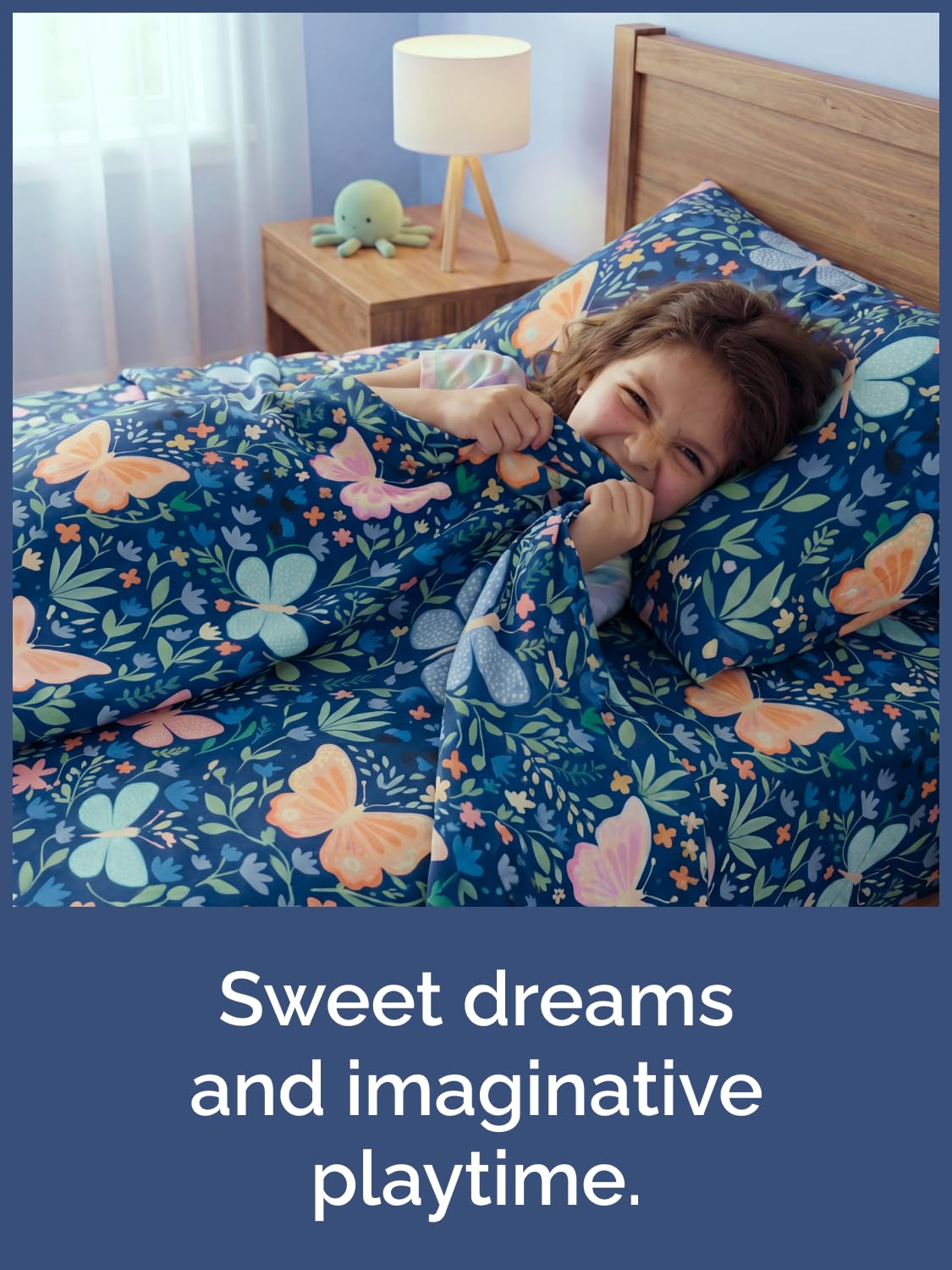CGK Unlimited Kids Butterfly Meadow Queen 4 Piece Sheet Set - Boys, Girls, Teens, Toddler - Easy Fit Deep Pockets - Soft, Cooling & Breathable Sheets - Cozy, Fade and Wrinkle Free - Machine Washable
