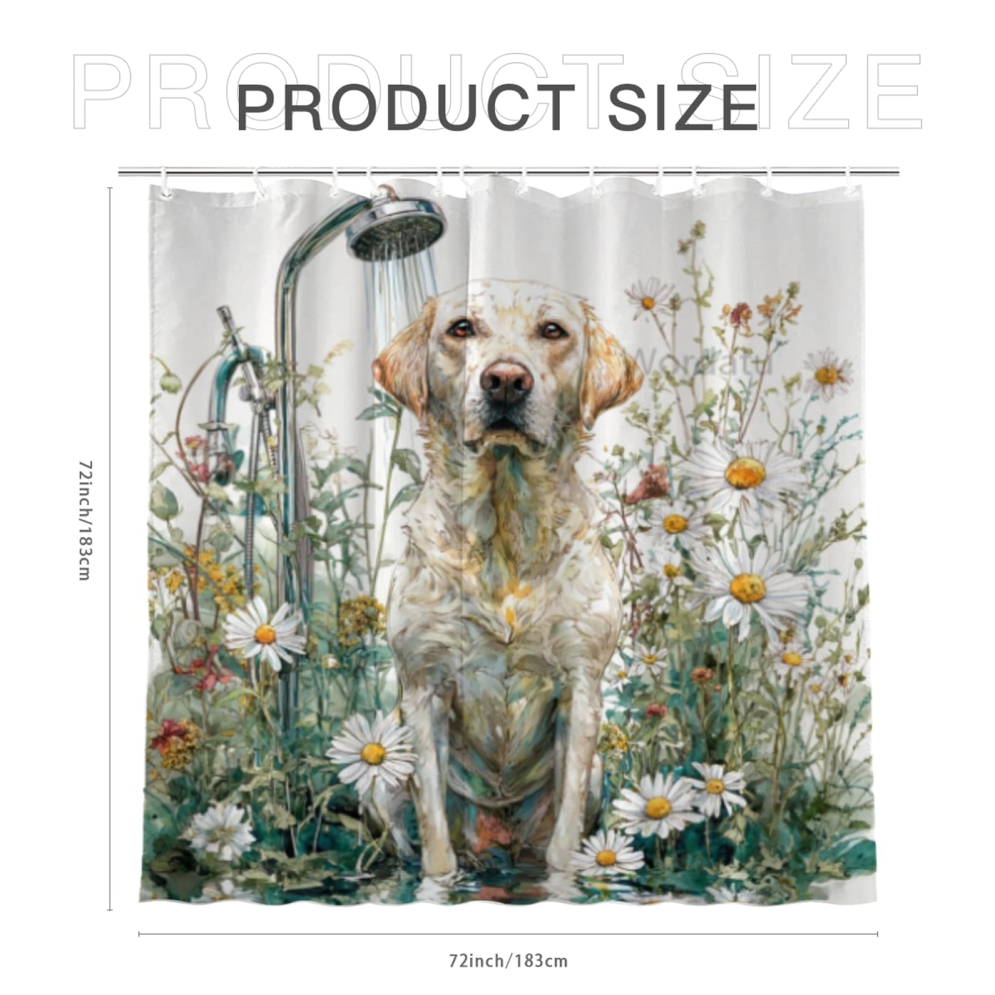 Wordatu Shower Curtain for Bathroom Flowers Welcome Labrador Retriever Shower Curtains for Bathtub Waterproof Fabric Shower Curtain with Hooks 72x72 Inches