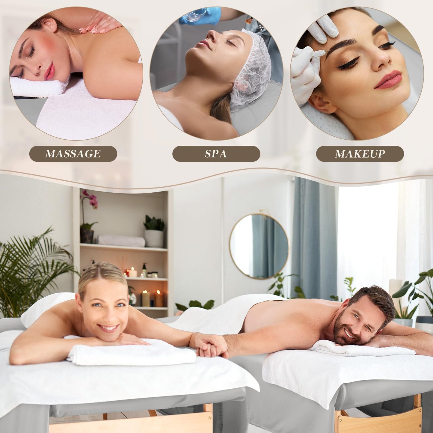 Mixweer 9 Pcs 3 Set Microfiber Massage Table Sheets Set Bulk Includes Flat Sheet, Fitted Sheet with Pocket, Face Rest Cover(Gray)