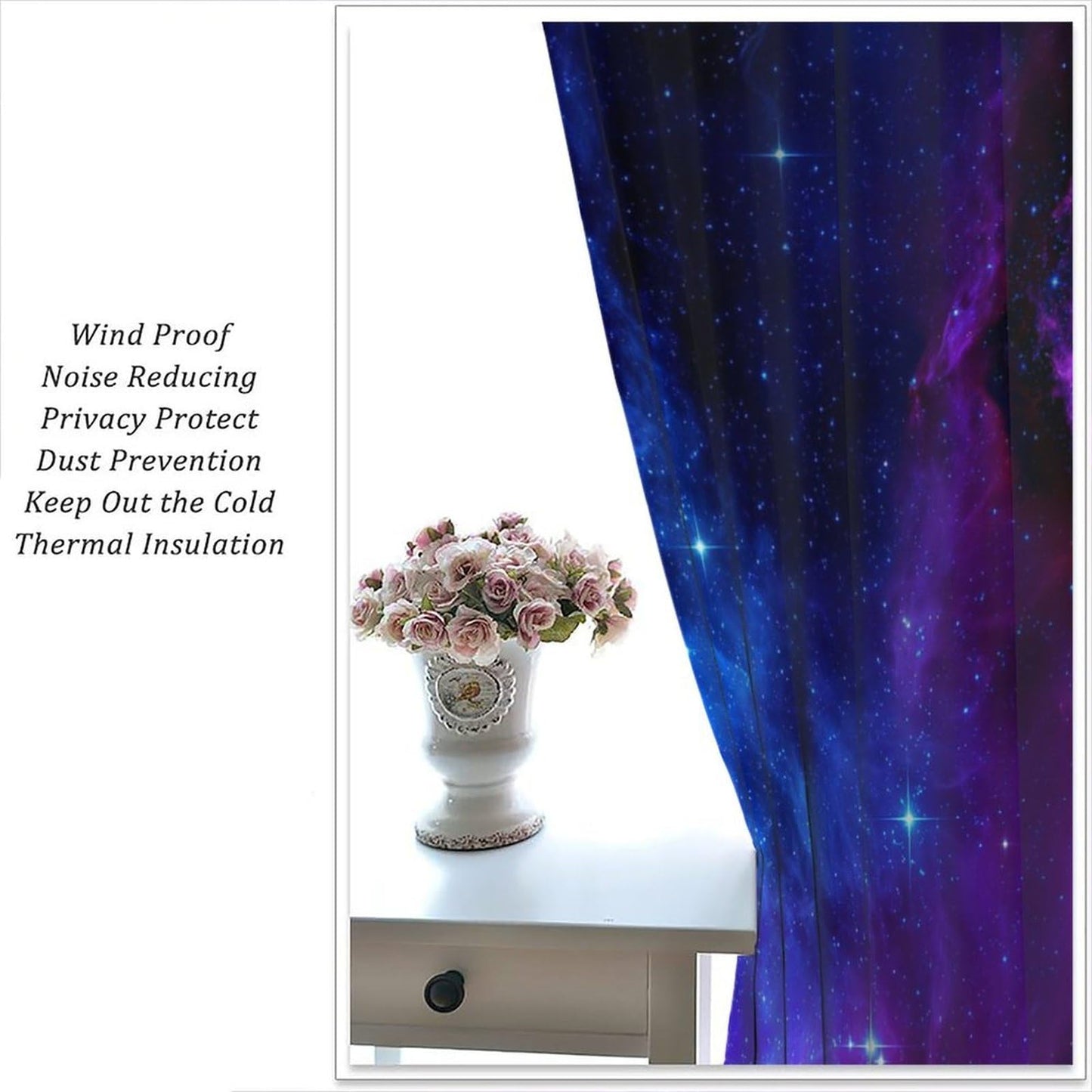 AAVEUP Galaxy Blackout Curtains for Bedroom,Universe Beautiful Blue Purple Meteor Solar System Planet Outer Space Window Drapes Print for Kids Boys Youth Living Room 63x72in