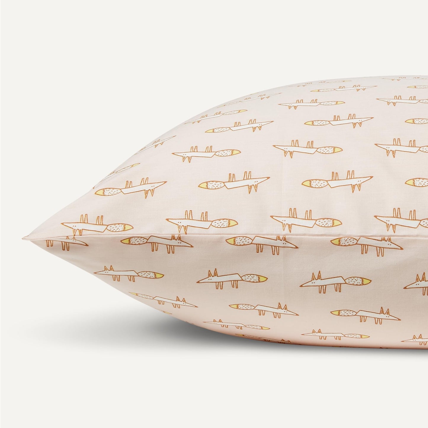 Amazon Basics 100% Organic Cotton Kids' Sheet Set with Pillowcase, Full Size, Pale Pink Fox