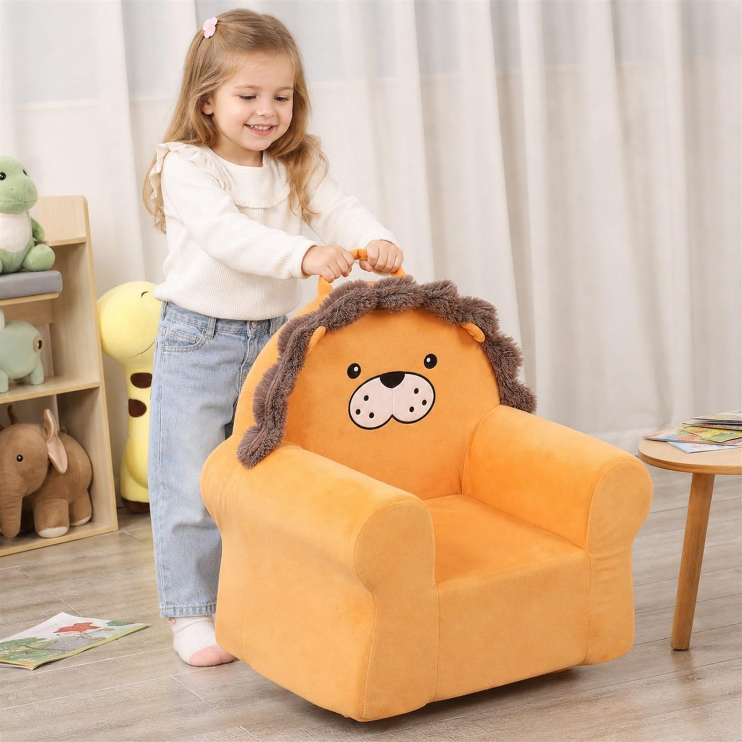 MOMCAYWEX Cuddly Toddler First Chair, Premium Character Chair, Yellow, 18 Month up to 3 Years