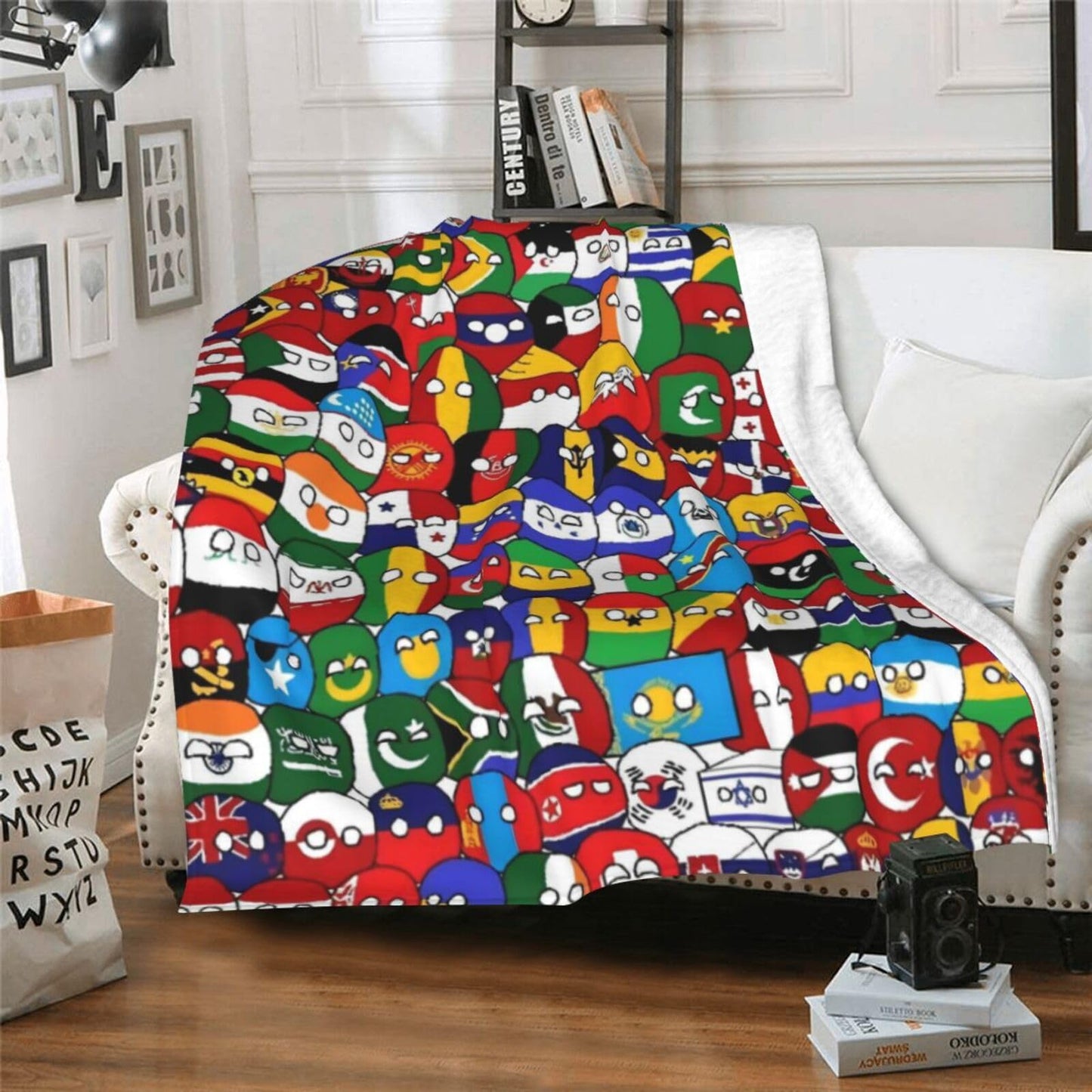Hgkdtt Countryball Polandball Flannel Blanket for Travel Nap Home Decor Picnic Camping Cozy Couch Blanket Ideal for Office Outdoor Use (50" x 40")