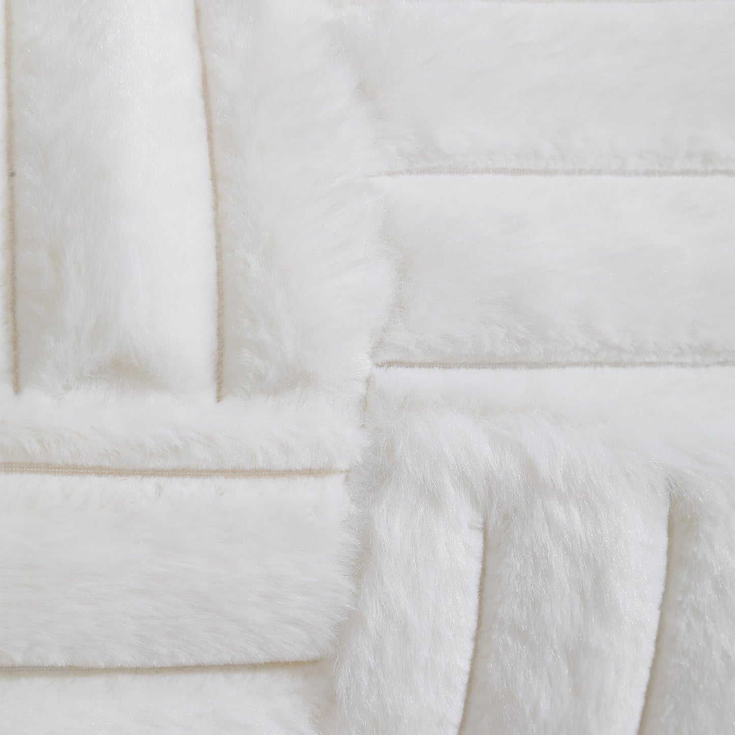 All Smiles Couch Decorative Spring Throw Pillow Covers 18x18 Set of 2 Faux Fur Plush Soft Fluffy Velvet Cushion Case Cozy Fuzzy Striped Pillowcase Home Decor for Bed Sofa Living Room,Cream White