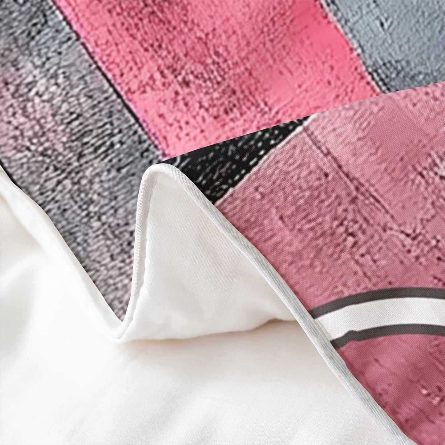 jejeloiu Pink Coal Black Circle Duvet Cover 100% Cotton King Size Kids Abstract Geometric Comforter Cover for Boys Girls Teens Stripe Line Bedding Set Breathable Soft Room Decor