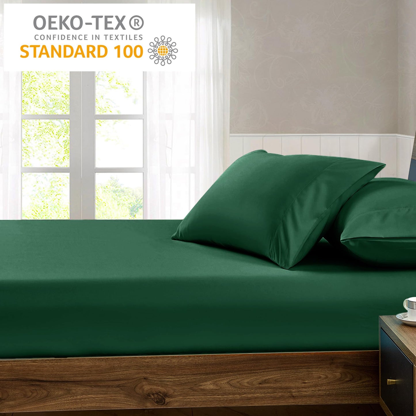 FreshCulture Queen Fitted Sheet - Hotel Quality, Ultra Soft & Breathable Brushed Microfiber, Deep Pocket, Cooling Fitted Sheets for Queen Size Bed (Dark Green)