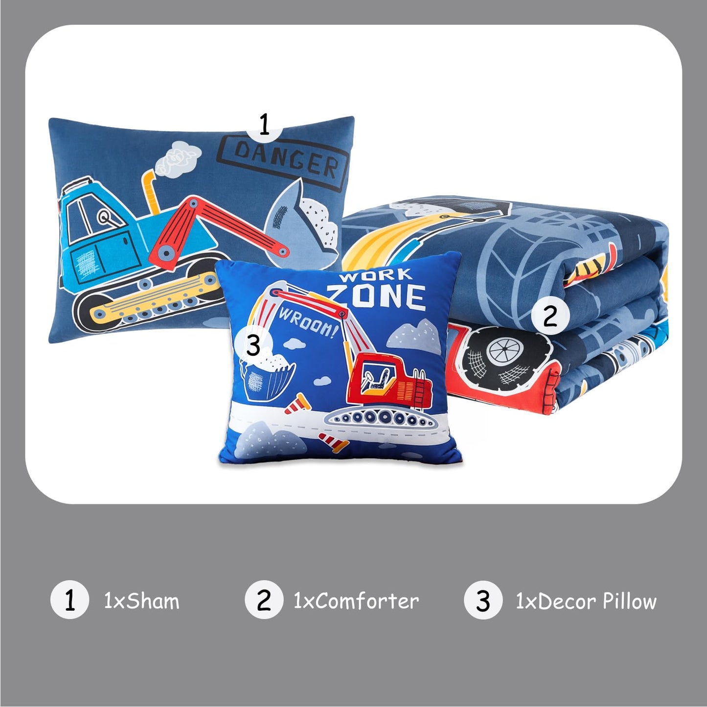 Kaleido Space Kids Comforter Set Twin Size for Boys, Glow in The Dark Truck Bedding Set 1 Comforter, 1 Decor Pillow, 1 Pillow Shams