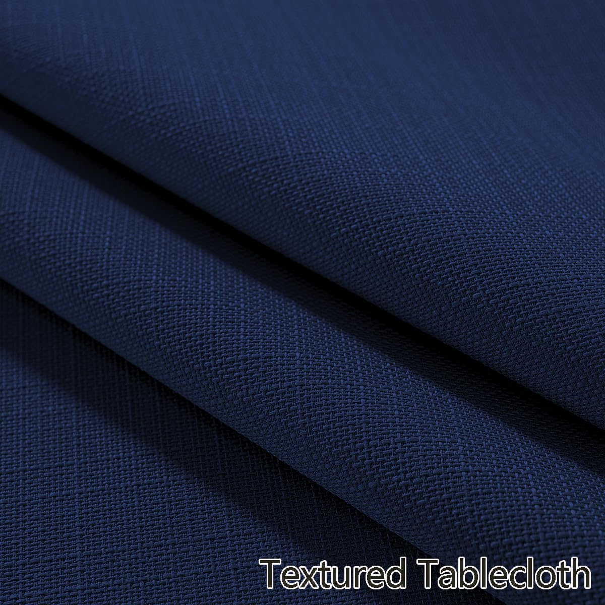 Faux Linen Tablecloth Rectangle Waterproof Washable Natural Textured Fabric Table Cloths, Heavy Weight Table Cover for Dining, Party, Holiday, Indoor, Outdoor (60 x 102 Inch Rectangular, Navy Blue)
