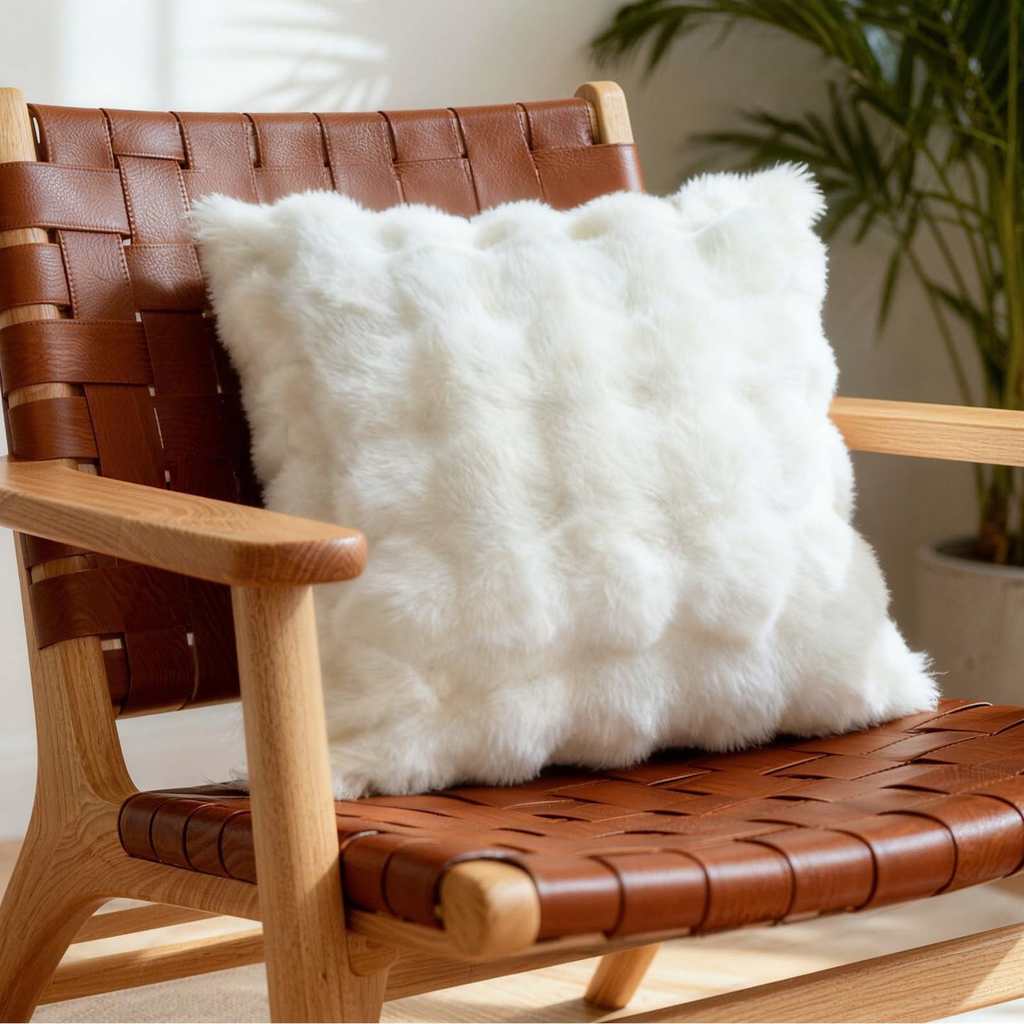 Luxury Faux Rabbit Fur Bubble Throw Blanket, Elegant White, Ultra Soft Plush 3D Bubble Design, Reversible Mink Blanket for Couch, Sofa, Bed & Living Room, 50" x 60" Gift for Women & Family