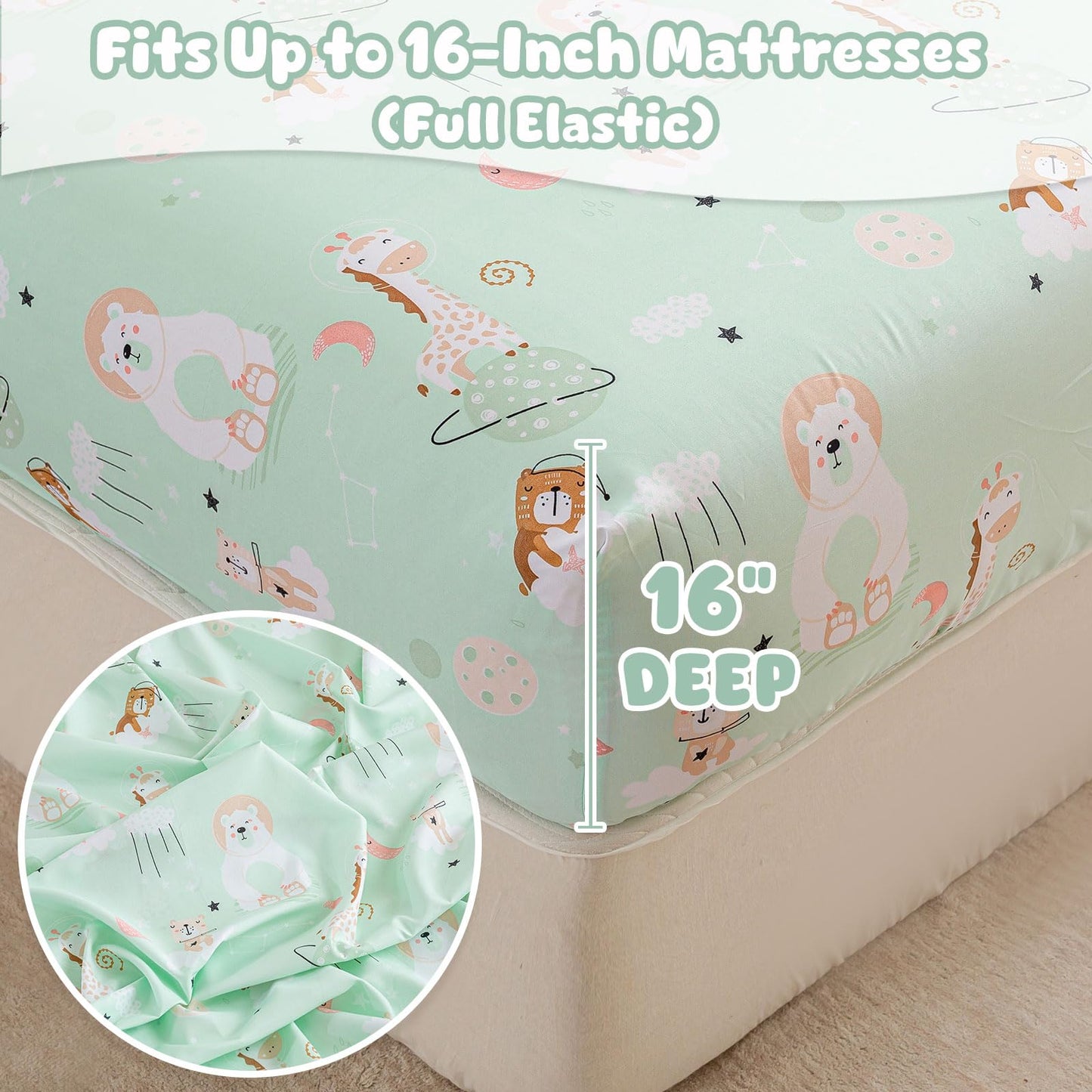 LONAVA Twin Sheet Set Kids - Starry Zootopia 3 Pieces Soft Cute Microfiber Bed Sheet for Boy Girls Teens, Oeko Texted Breathable Cooling Fabric & Deep Pocket Full Elastic Sheets