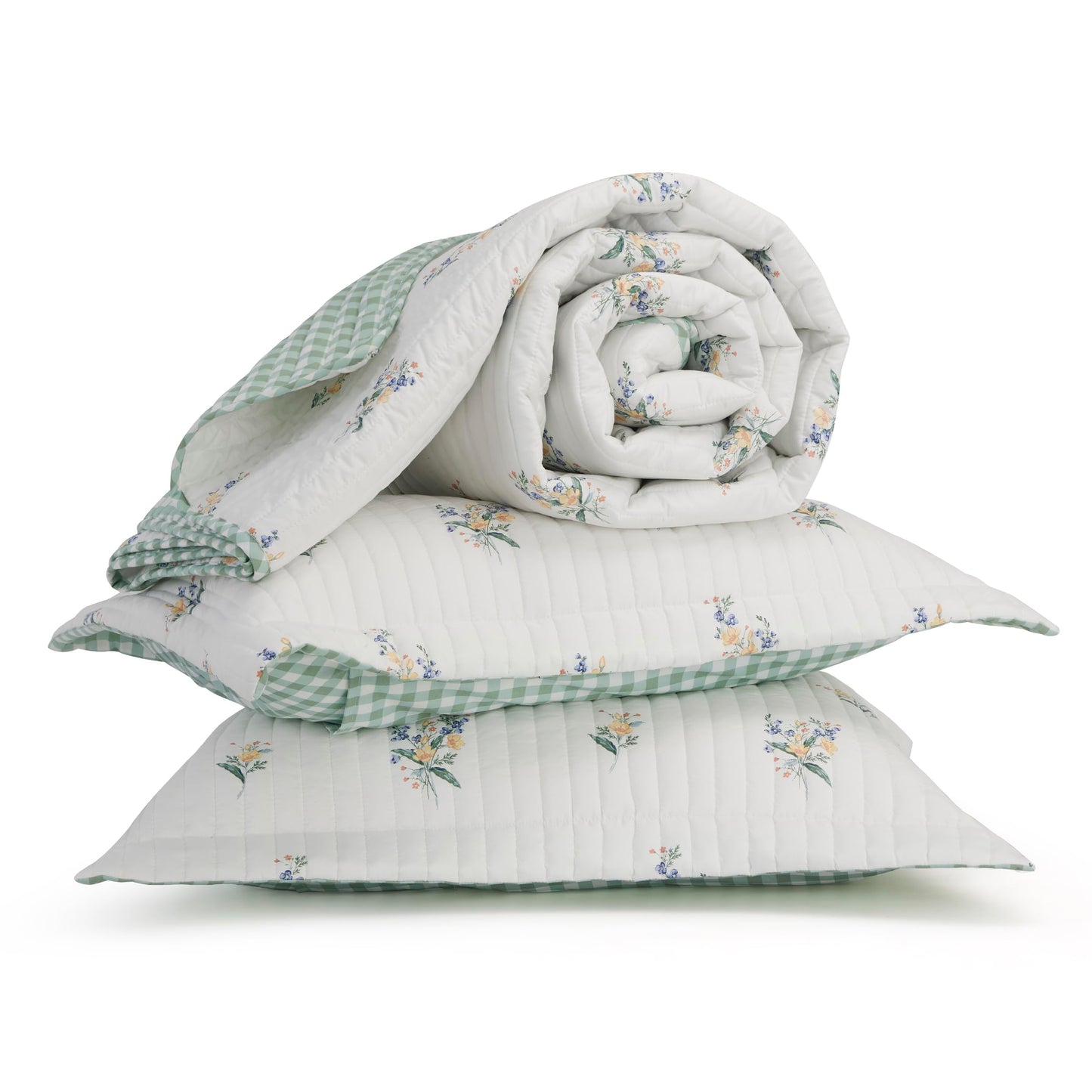 Bedsure Floral Quilt Queen Size - Reversible Botanical Floral Comforter, Spring Lightweight Bedspread Quilted Bedding, Soft Microfiber Coverlet for All Seasons (90"x96")