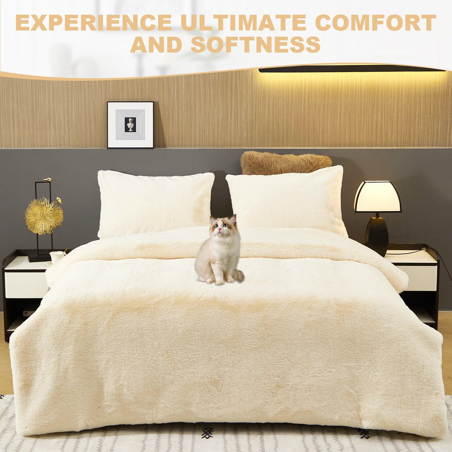 LiveGo Luxury 1000GSM Faux Mink Cashmere Throw Blanket, Super Heavy Warm Cozy Blankets for Couch Bed Sofa, Plush Elegant Soft Reversible Mink Blanket for Living Room Bedroom (Off-White, 100x160cm)
