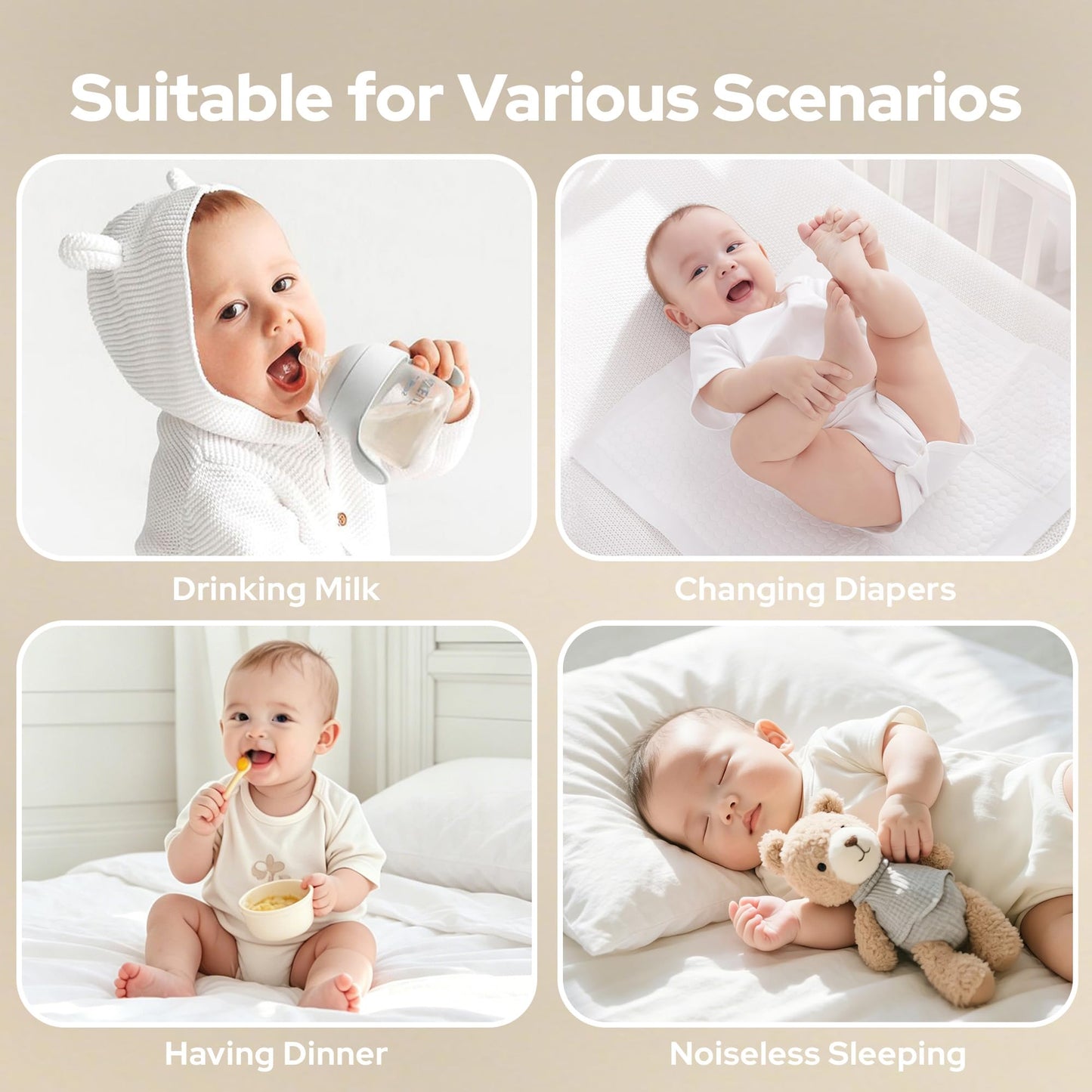 BEDLORE Crib Mattress Protector 2-Pack, Waterproof Beige 52"x28"