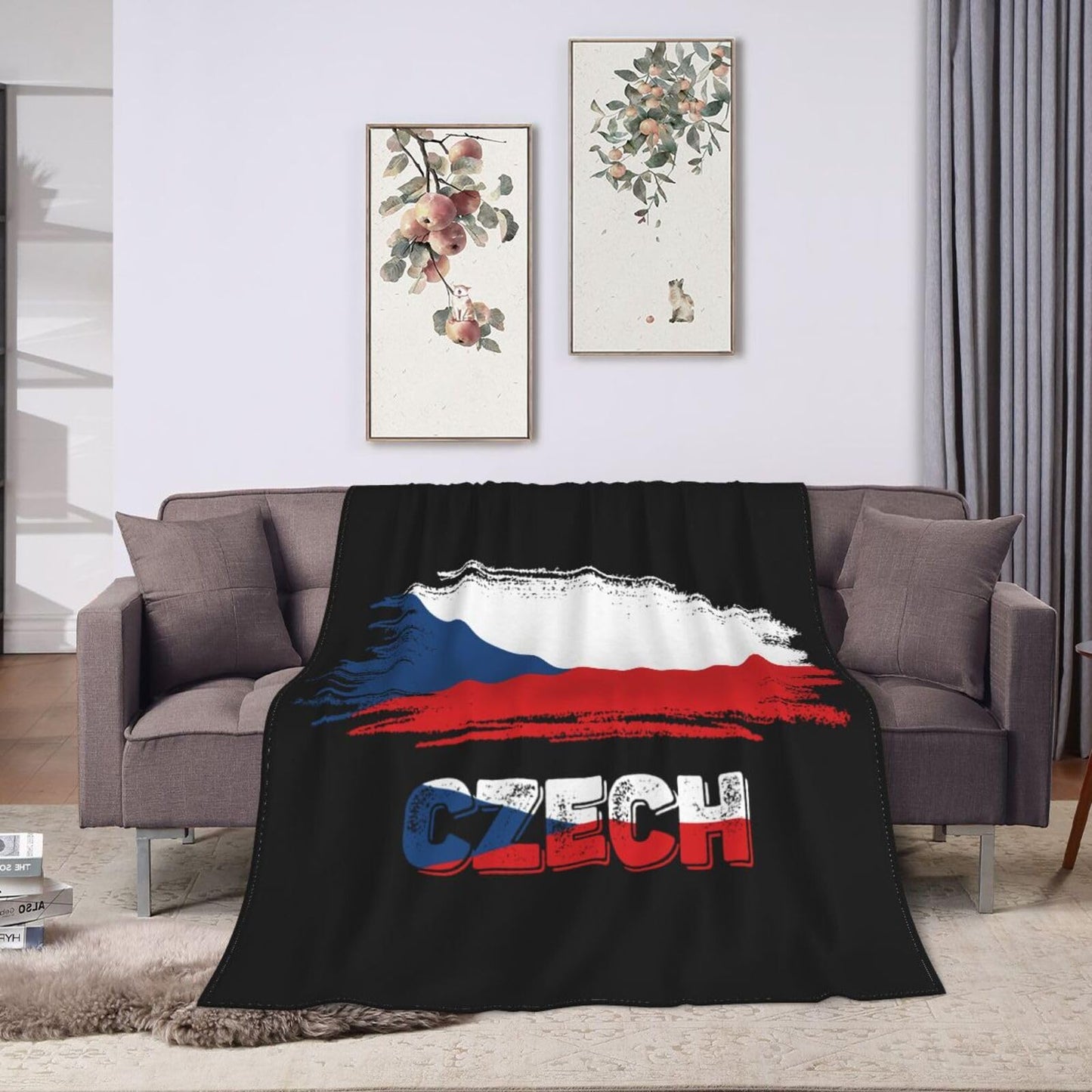 Czech Czechs Flag Blanket Throw Blanket for Couch Sofa Plush Fleece Bed Blankets Lightweight Comfy Flannel Ultra-Soft Warm Blankets for Home Camping Travel Gift 60"X50"