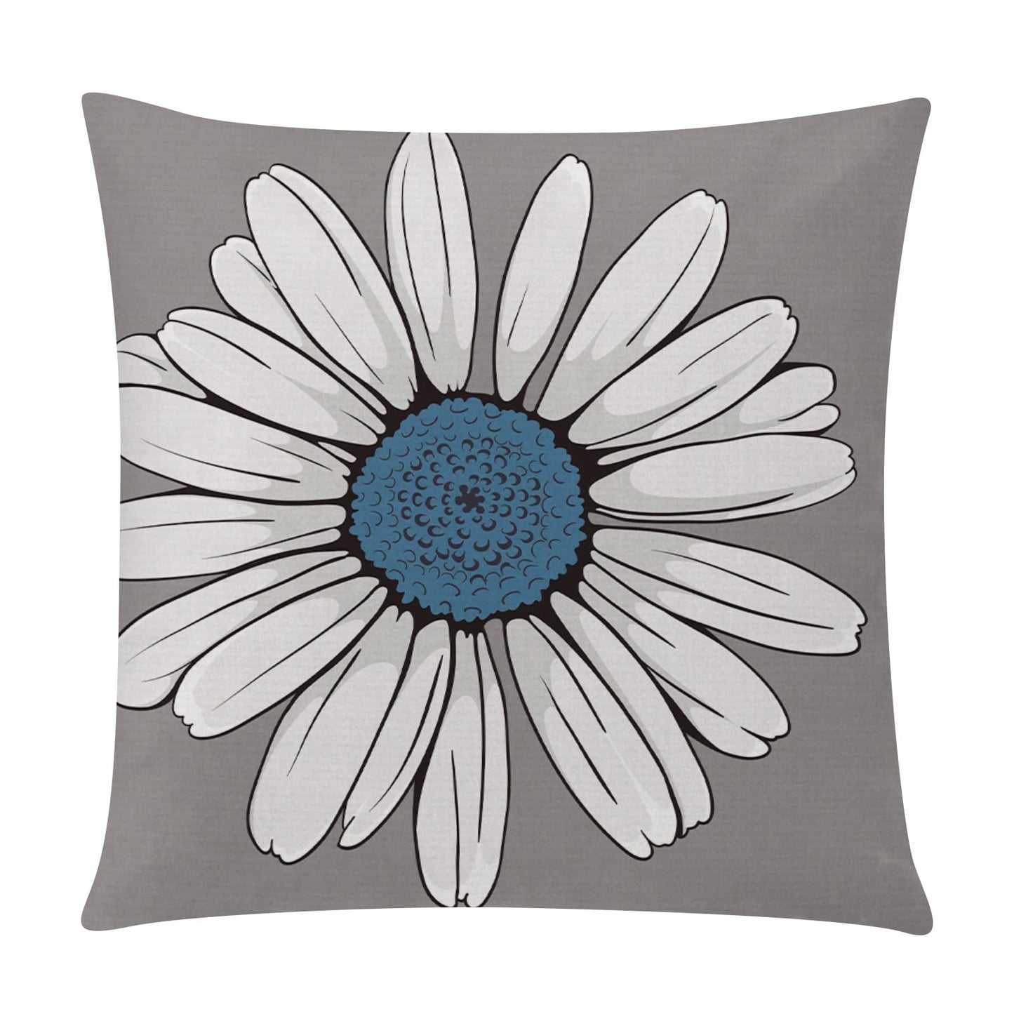 COMMINY Blue Grey Pillow Covers 18x18 Set of 6 Decorative Daisy Flower Throw Pillow Cover for Couch Modern Pillow Case for Patio Living Room Cushion Bed Farmhouse Home Decor