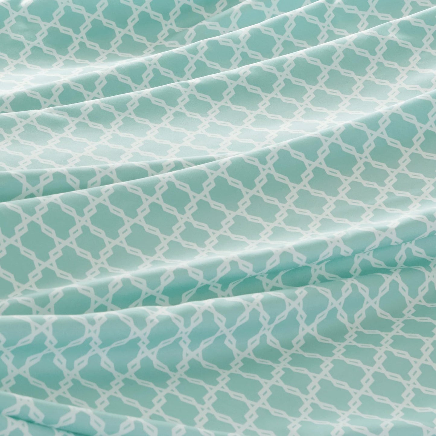 Comfort Spaces Queen Cooling Sheets, Moisture Wicking Coolmax Sheets, Soft Sheet Set, Cooling Bed Sheets for Hot Sleepers, Elastic Deep Pocket Fits Up to 16" Mattress, Queen Quatrefoil Aqua 4 Piece