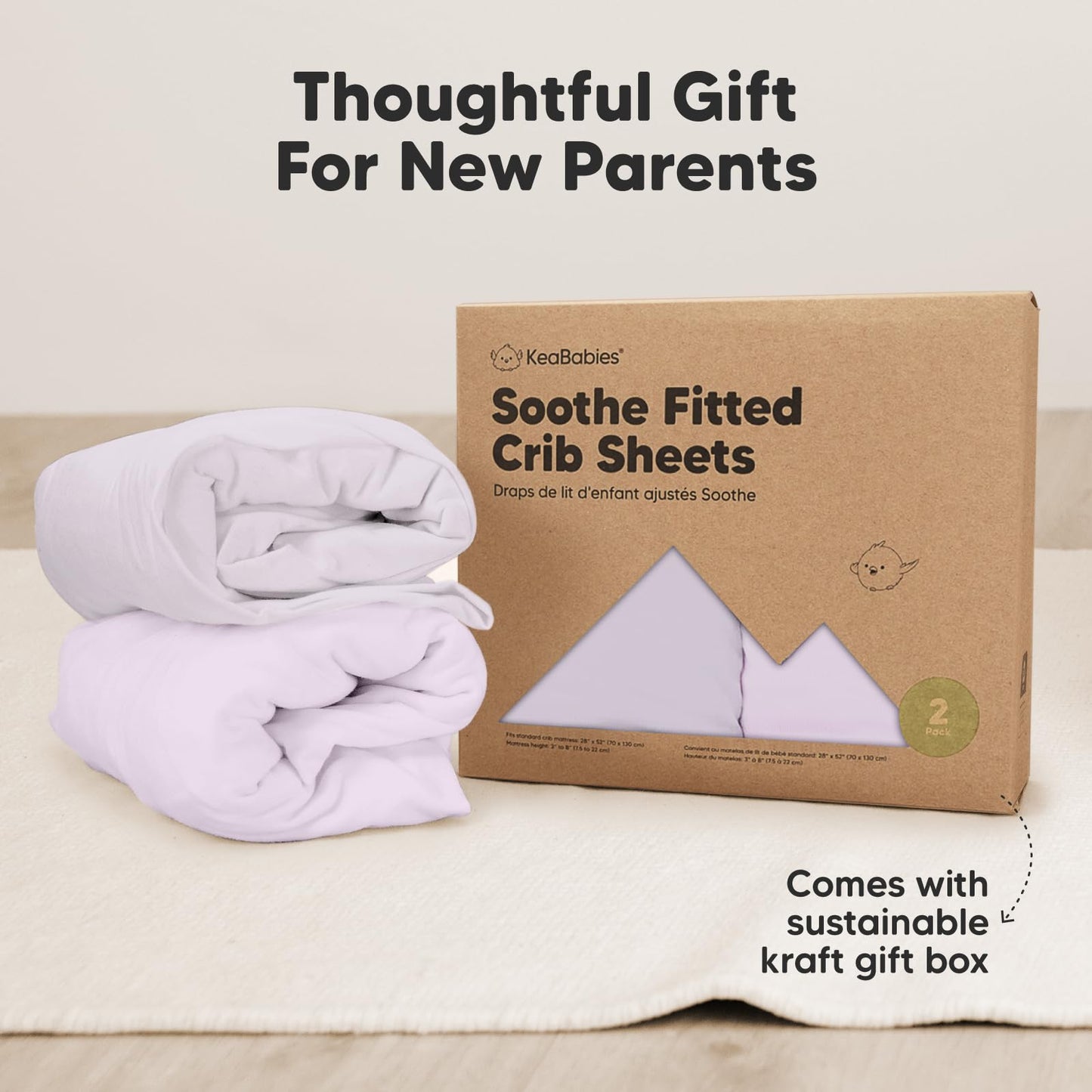 KeaBabies 2-Pack Organic Cotton Crib Sheets for Boys, Girls - 52x28 Fitted Crib Mattress Sheet Neutral, Breathable Cover for Baby Bed Set, Toddler Mattress, Soft & Cute Prints (Thistle)