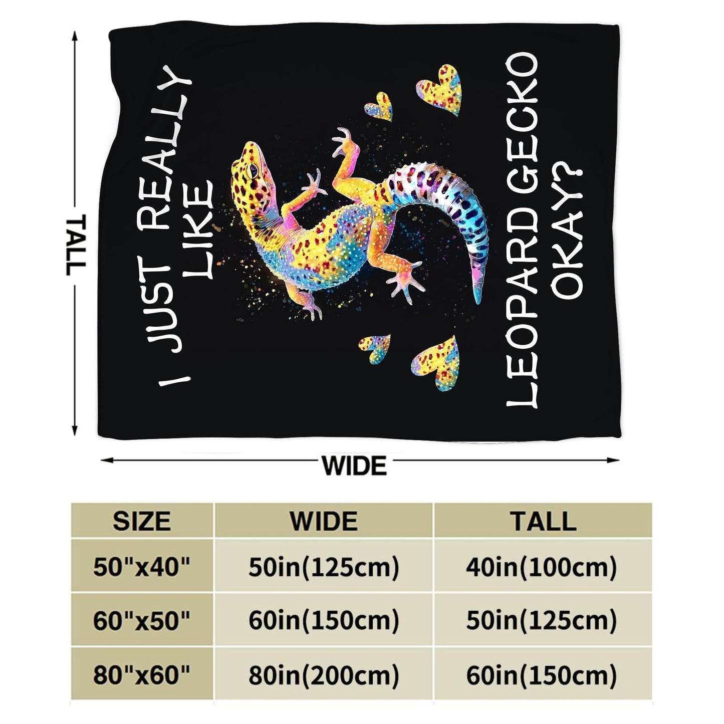 Leopard Gecko Blanket Soft Fuzzy Fleece Lizard Reptile Throw Blankets Decor Cozy Warm Plush Flannel Blankets Gifts for Boys Girls Men Women Home Chair Sofa Couch Bed 50"X40"