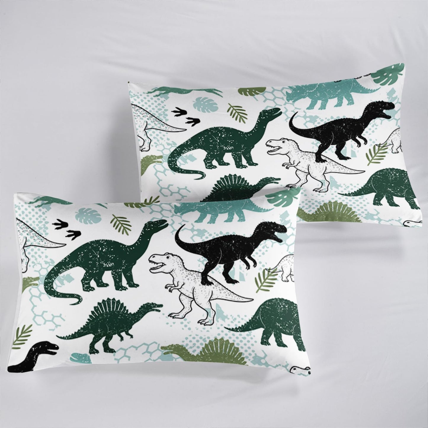 QOOMO 3Pcs Dinosaur Comforter Set Twin,Cartoon Dinosaur Bedding Set for Teens Boys Girls,Dinosaurs Printed Comforter with 2 Pillowcases,Down Alternative,Soft and Lightweight