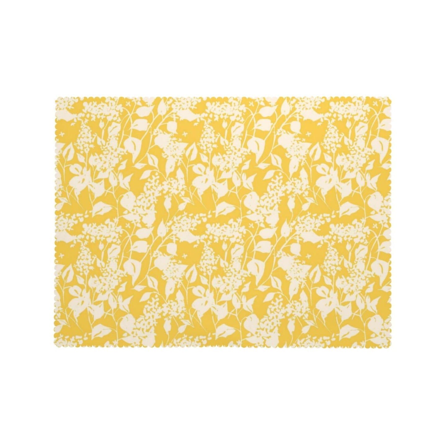 GOUROISE Bright Flowers Blooming Rectangular Tablecloth, Yellow Floral 54x72 Inch Wavy Lace Border Polyester Table Cloth for Dining, Kitchen, Parties