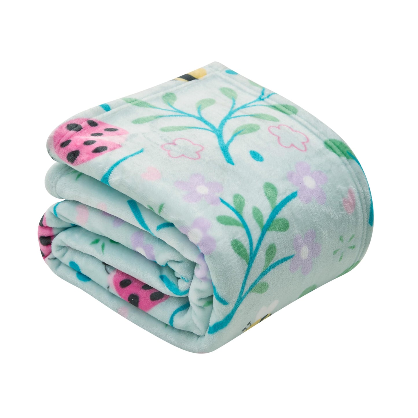 Creative Home Ideas Oversized Plush Throw Blanket 60" x 70", Bees and Lady Bugs