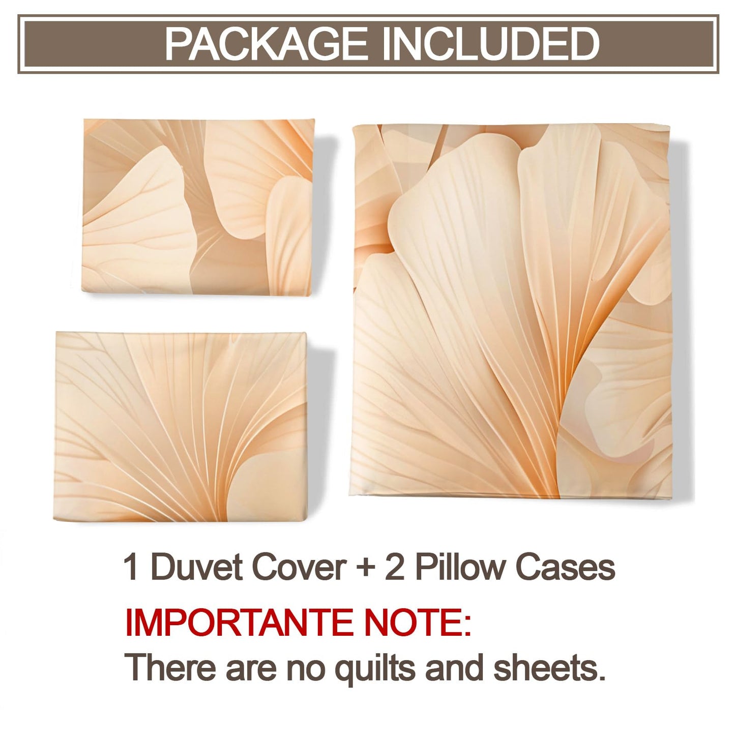 ZAMODE Leaf Duvet Cover Full Size, Luxury Flowers Leaf Comforter Cover 80" x 90" & 2 Pillowcases, Modern Plant Bedding Set with Zipper Ties