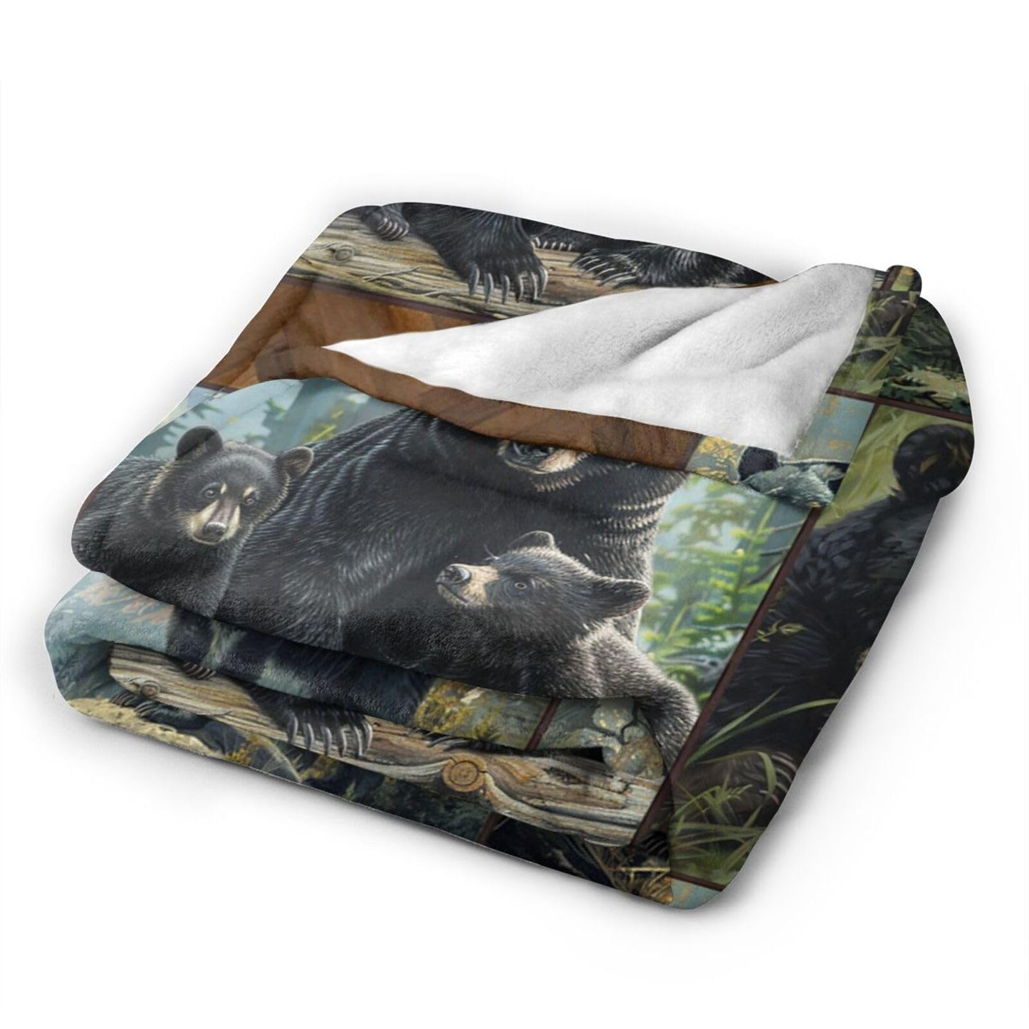 Baegopa Black Bear Blanket Wild Animal Throw Blanket Cozy Plush Fleece Flannel Bear Blankets Lightweight Fuzzy Party Gifts for Girls Boys Women Men 50"X40"