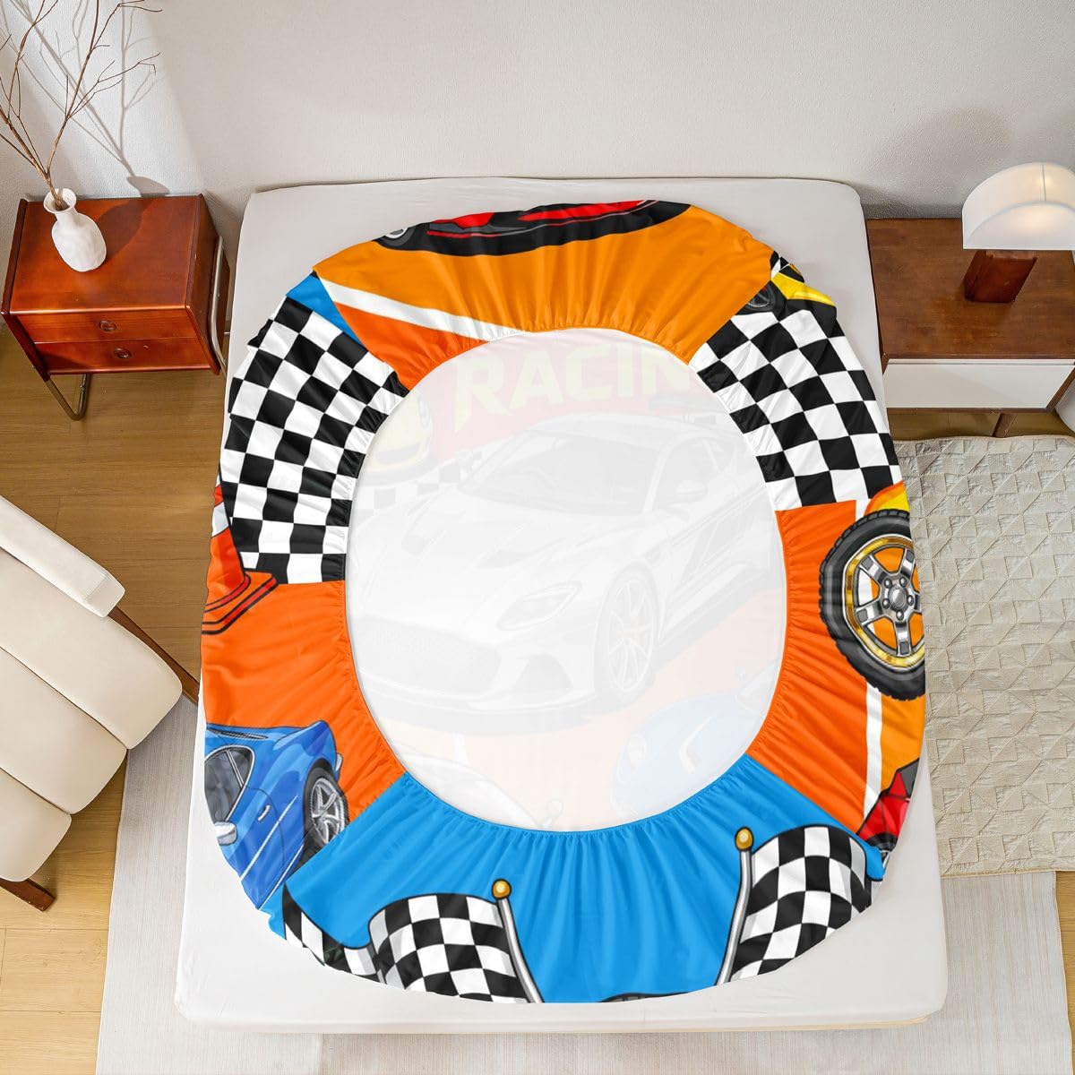 Feelyou Boys Race Car Fitted Sheet Twin Size for Kids Boys Girls Sports Racing Car Bed Sheets Set 16" Deep Pocket Soft Breathable Microfiber Extreme Sports Bedding with 1 Pillowcase Room Decor