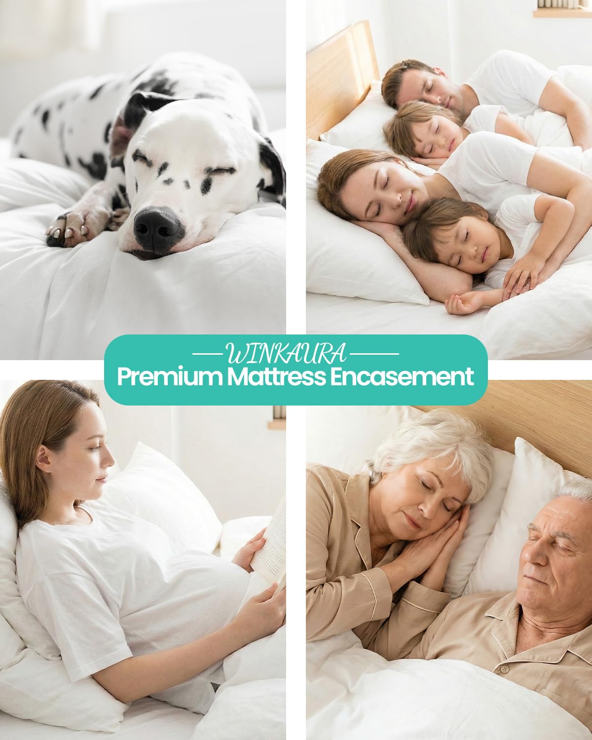 WINKAURA Premium Waterproof Mattress Cover Twin XL 2 Pack, Zippered Mattress Protector, 9 Inch Deep, 6-Sided Mattress Encasement - White