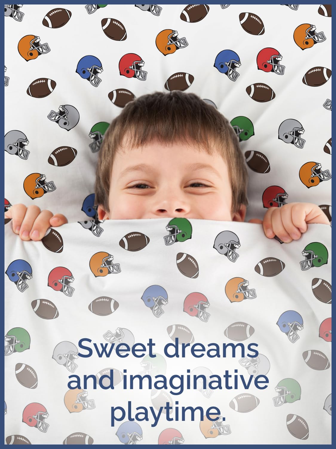 Kids Full Size Bed Sheet Set - 4 Piece Kids Loft Bed Sheets - American Football Themed bedding - Soft, Cute and Cozy - Breathable & Machine Washable - Helmet Bed Set for Boys, Girls, Teens & Toddlers