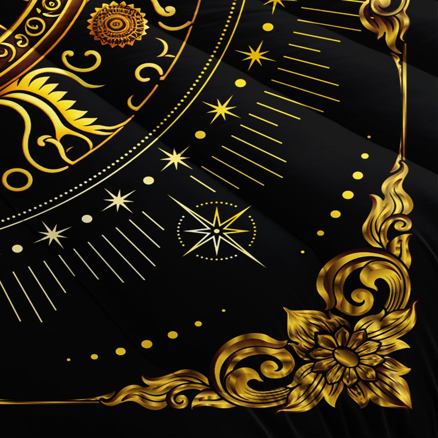 lneffble Black and Gold Twin Size Sun and Moon Comforter Set,Quilts Twin Size Bedding Sets Sun Moon,with 1 Comforter with 2 Pillow Case