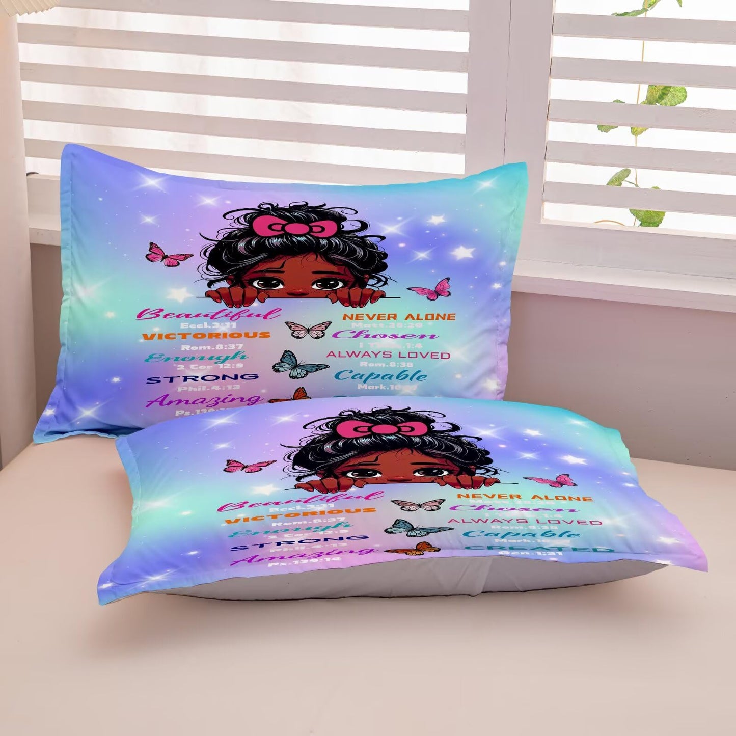 GRAT TIOC Black Girl Comforter Sets Twin Size,Black Girl Magic Bedding Set,Cute Little Melanin Princess Comforter Set for Kids Bedroom Bed