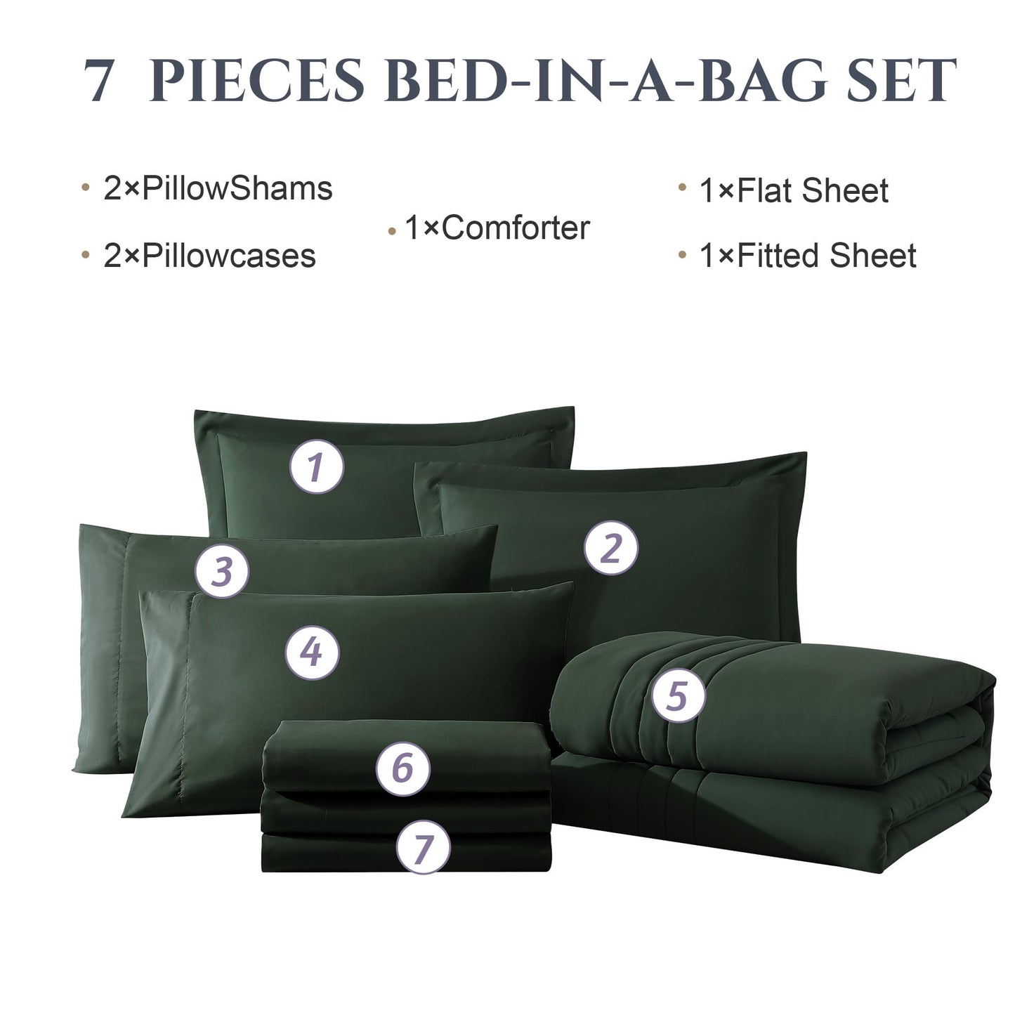 Monbix Queen Comforter Set - 7 Pieces Deep Forest Bed in a Bag Queen Bedding Sets with Comforters, All Seasons Comforter Bed Set with Sheets, Pillowcases & Shams