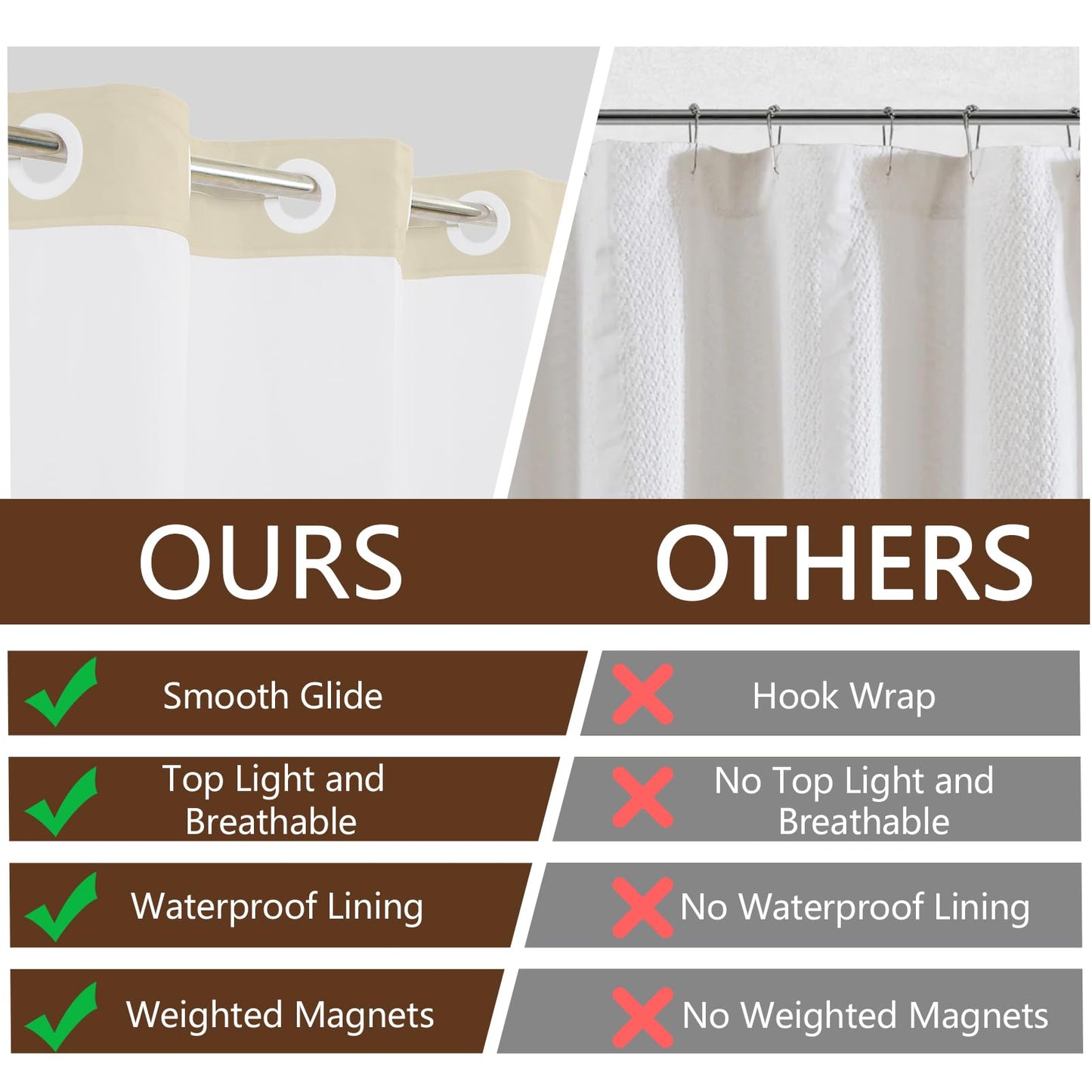NAEMBCU Abstract No Hook Shower Curtain with Liner 71 x 74 Inch