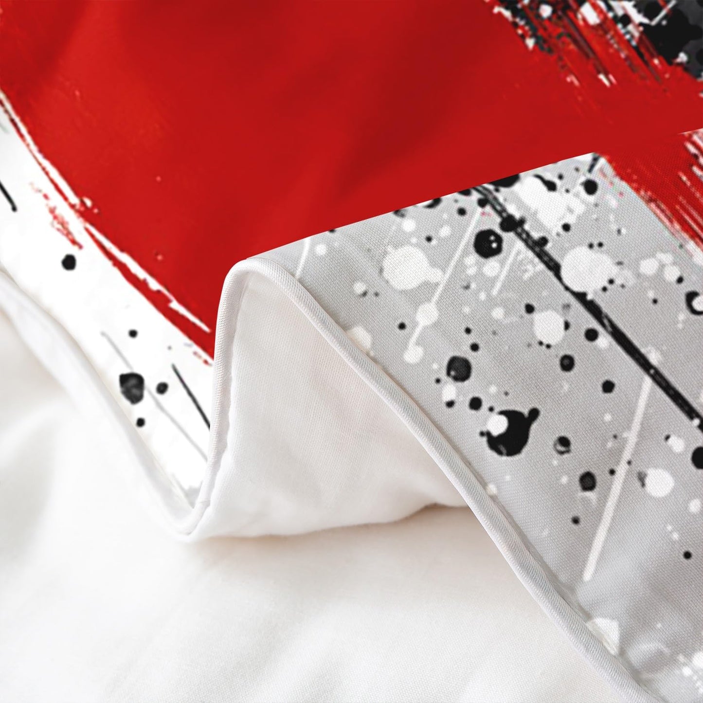 jejeloiu Poppy Red Duvet Cover 100% Cotton King Size Kids Abstract Geometric Comforter Cover for Boys Girls Teens Modern Art Bedding Set Breathable Soft Room Decor