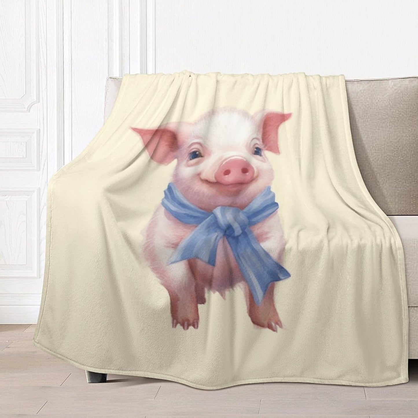 Joyidec Pink Pig Yellow Super Soft Winter Comfy Throw Blanket Flannel Fleece Lightweight Blanket for Couch Car Bed 50x60 in