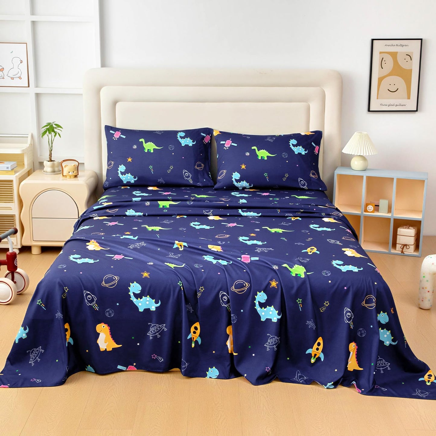 MICORAL Kids Twin Sheet Set Dinosaur, 3 Pieces Sheets for Boys & Girls, Soft Printed Microfiber Bed Sheets, Deep Pocket Cozy Toddler Bedding Set