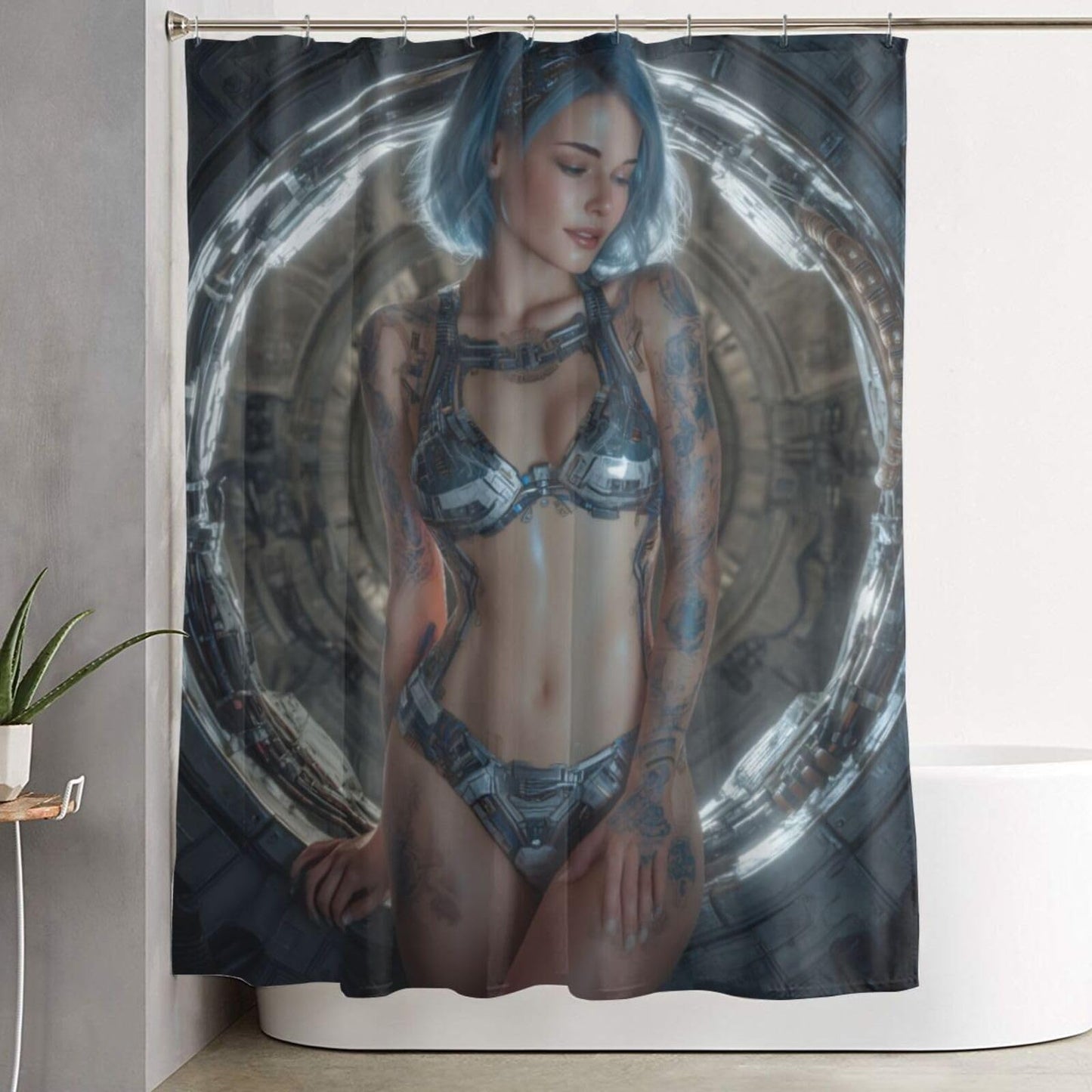 HEILIVIO Shower Curtain Young Woman Waterproof Fabric Stylish Durable Bathroom Decor,Quick-Dry,60x72inches,Includes Hooks