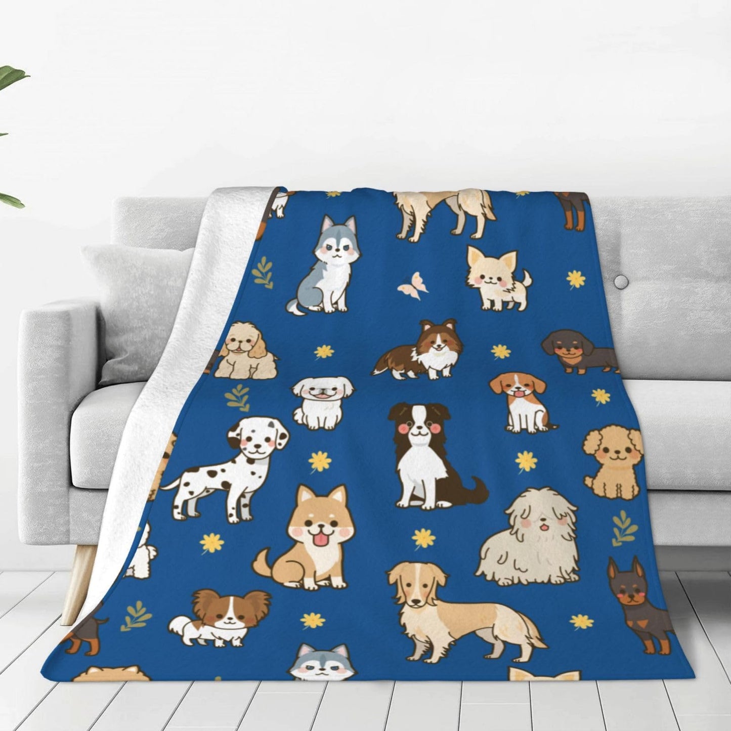 Cute Puppy Dog Throw Blanket Cozy Fluffy Plush Blanket Soft Flannel Throw Blanket for Kids Men Women Gift Sofa Bed Couch 50"x40" Christmas