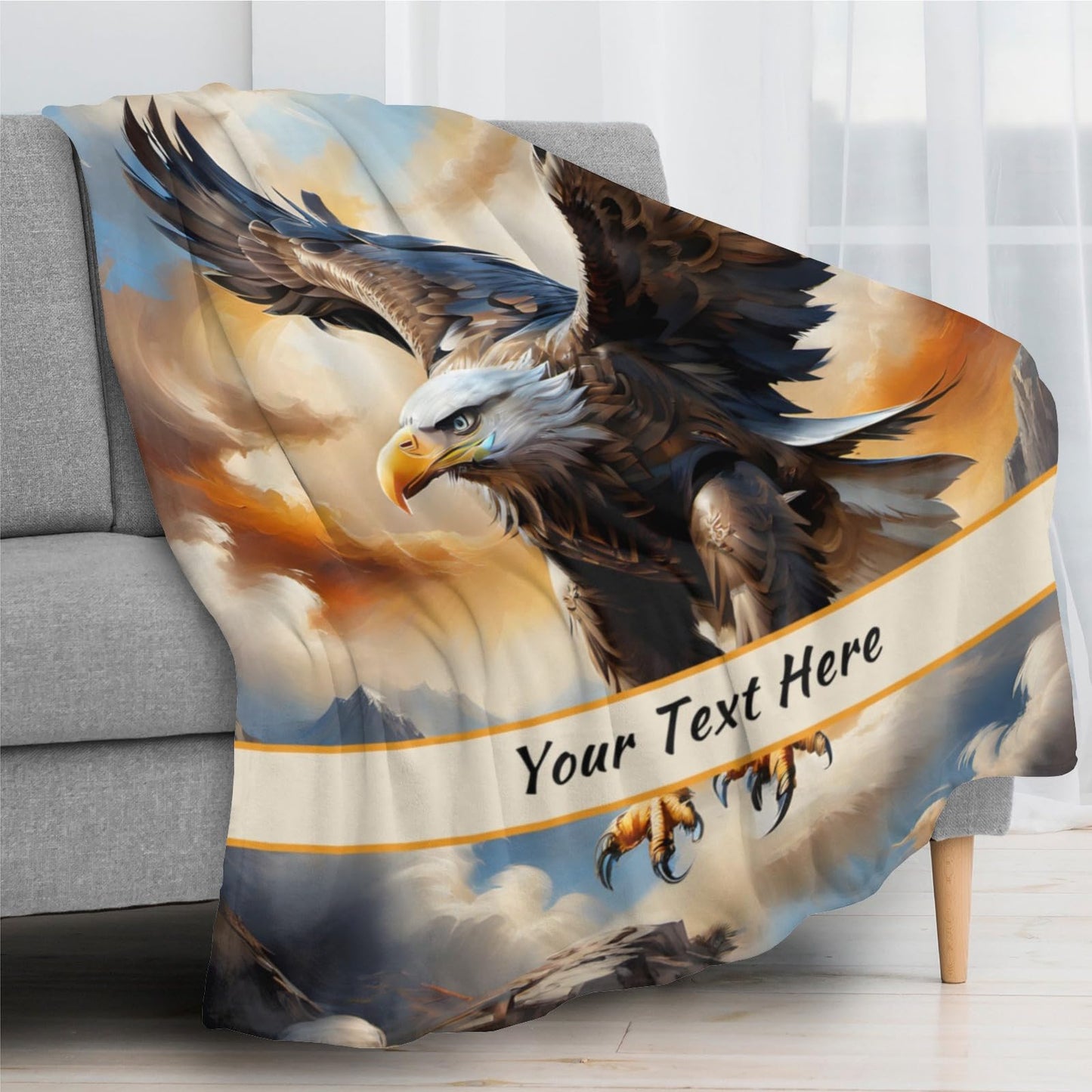 Custom Eagle Blanket, Personalized Throw Blanket for Kids Girls, Fuzzy Soft Blanket Microfiber, 30" x 40"