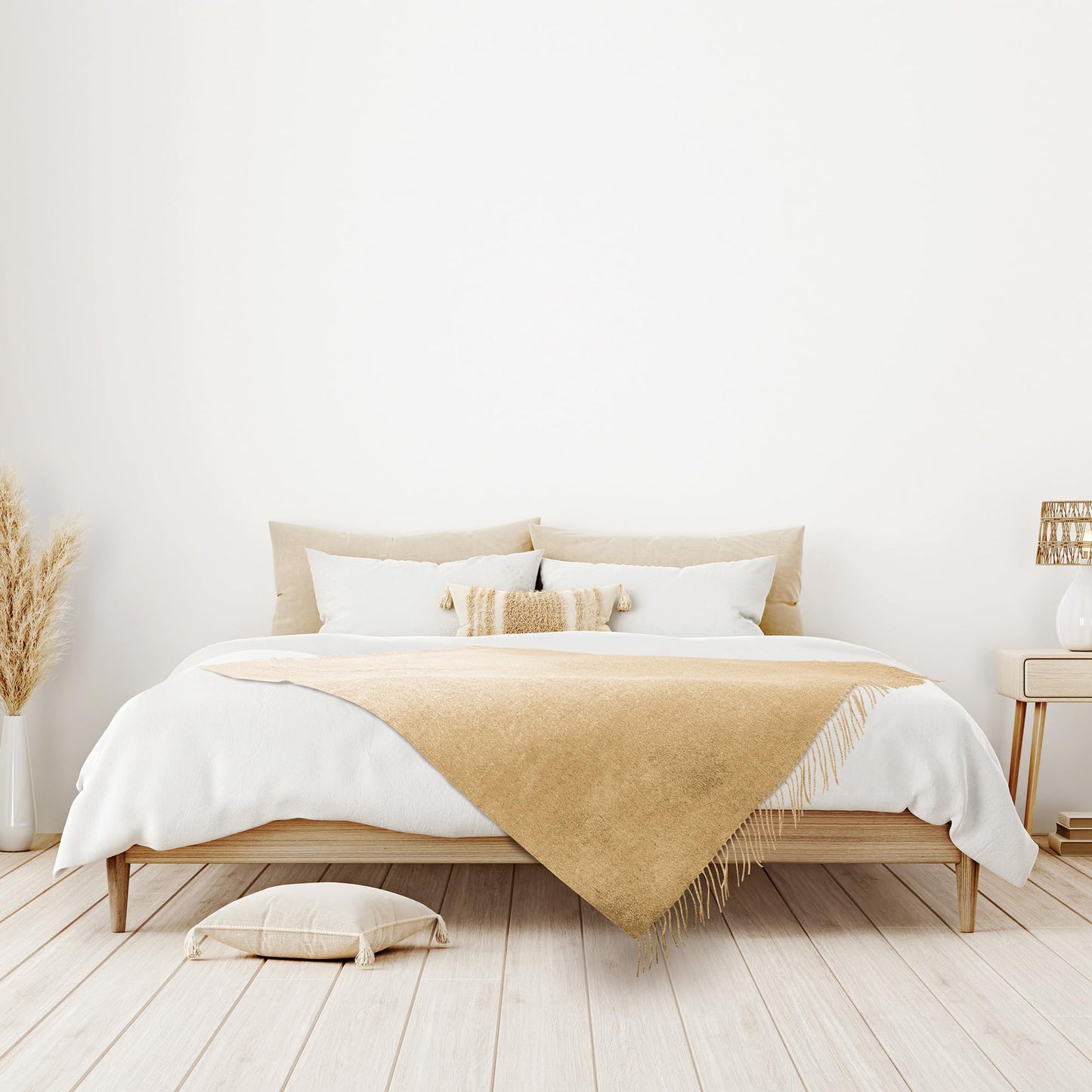 Faux Cashmere Throw Blanket for Couch. Fleece Blanket for Bed. Plush Blanket. Super Soft, Fluffy, Fuzzy, Cozy Throw Blankets for Bed. Machine Washable Beige Throw Blanket