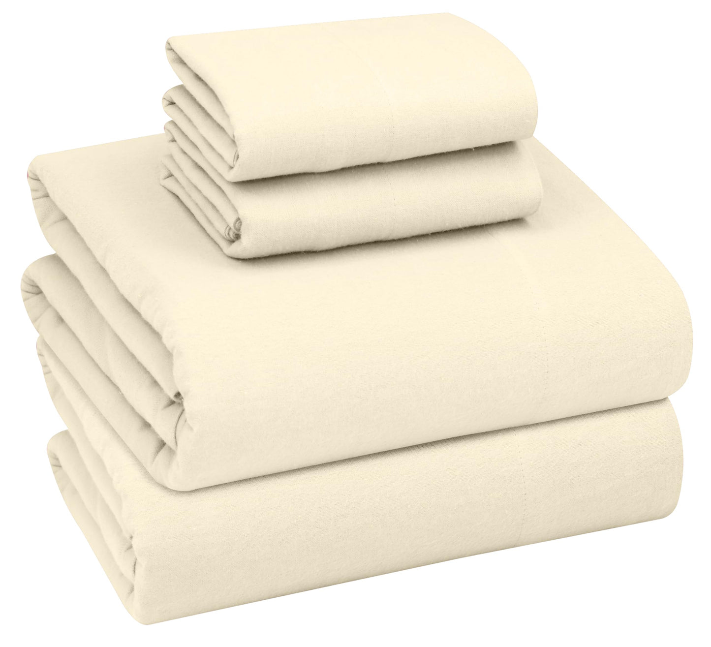 RUVANTI Flannel Sheets Queen Size - GOTS Certified 100% Organic Cotton, 4 Piece Warm, Soft & Breathable Set, Deep Pocket Snug Fit, Double Brushed Cozy All Season Bedding, Winter White