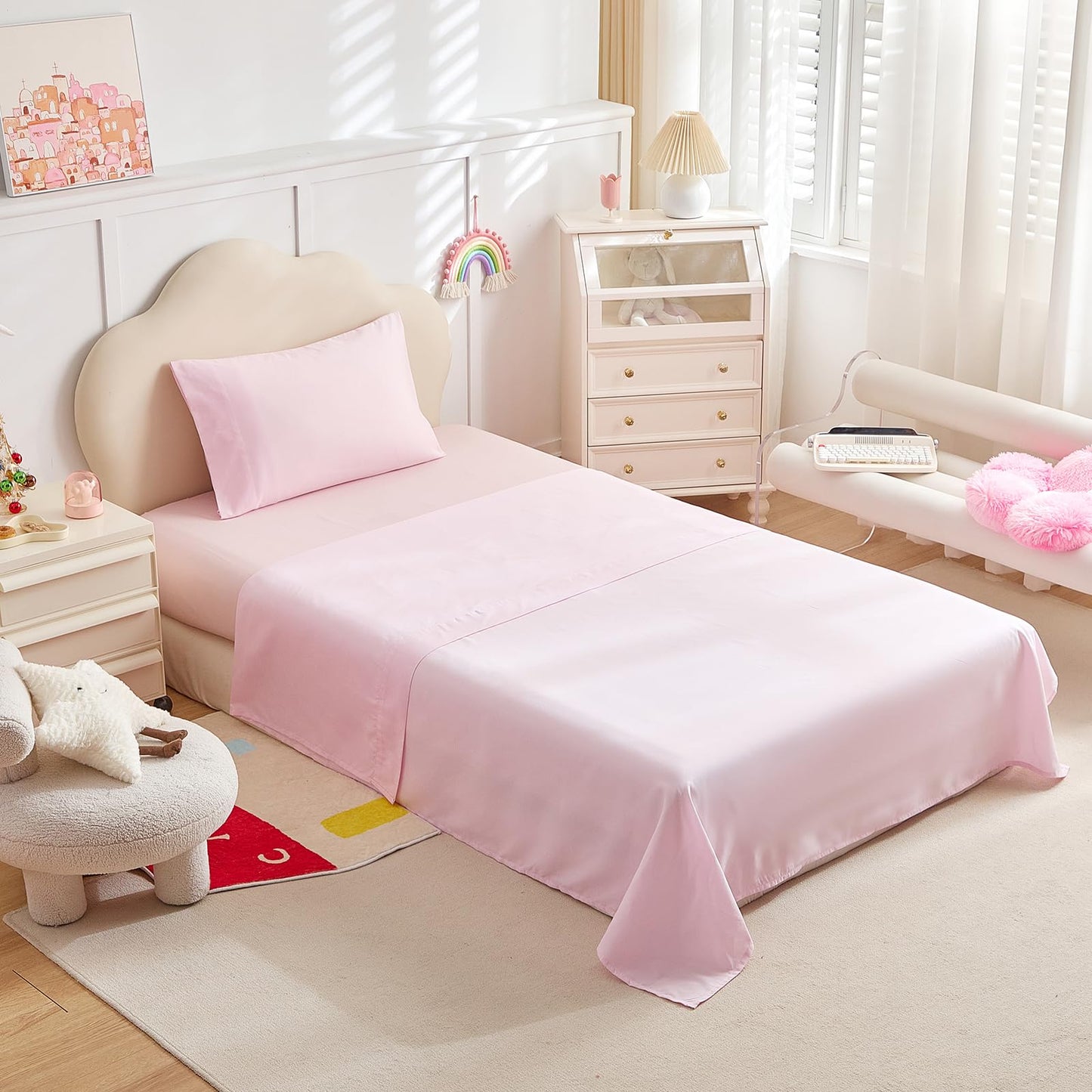 Girls Bed in a Bag Full Size Purple Unicorn Comforter Set with Rainbow Star - Soft Microfiber 7 Pcs Bedding Set (1 Comforter 2 Pillow Shams 1 Flat Sheet 1 Fitted Sheet 2 Pillowcases)