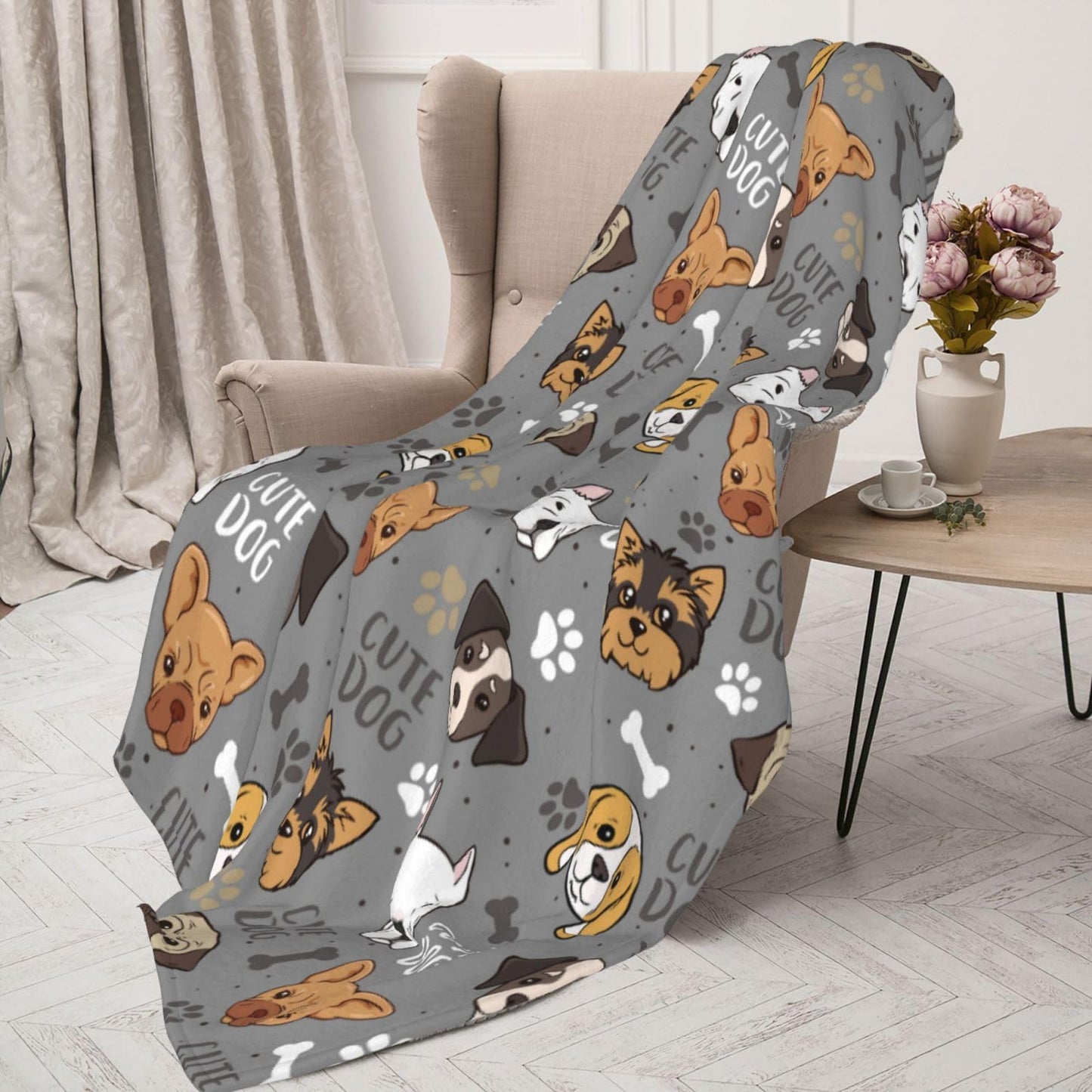 Cute Puppy Dog Blanket Throw Blanket for Bed Soft Cozy Fluffy Couch Blankets Fleece Blanket Throw Gifts for Women Men Girls Boys 50"x40"
