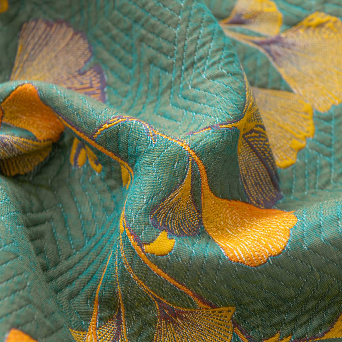 Purefair 100% Cotton Jacquard Quilt Floral Ginkgo Leaves Print,Soft Muslin Bed Cover 3 Layers Reversible Bedspread Coverlet Breathable Lightweight Bedding,Full/Queen(78"x94"), No Pillow Sham